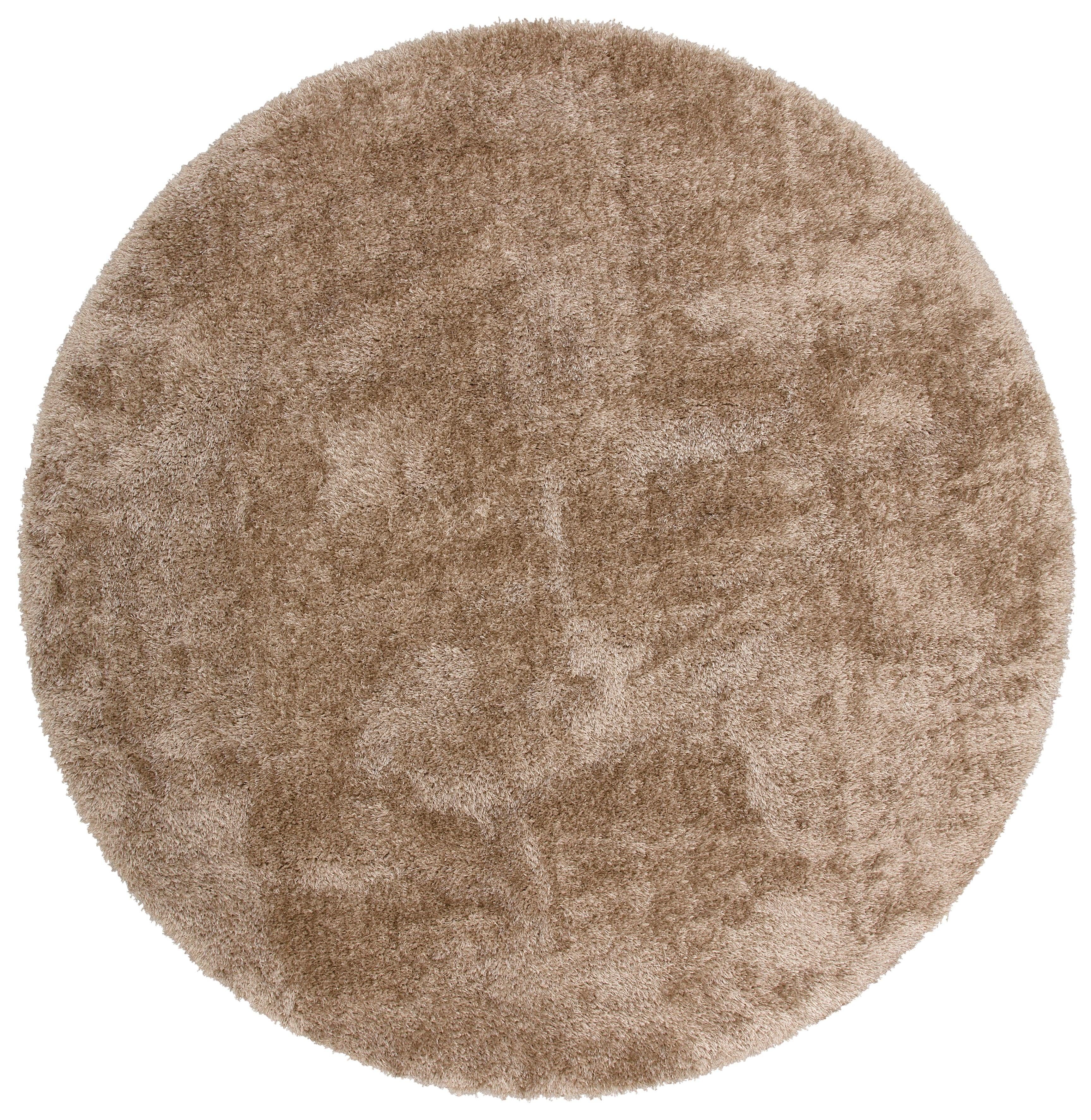 Hochflor-Teppich Malin, Home affaire, rund, Höhe: 43 mm, Uni-Farben, leicht glänzend, besonders flauschig durch Mikrofaser sand | Shaggy-Teppiche