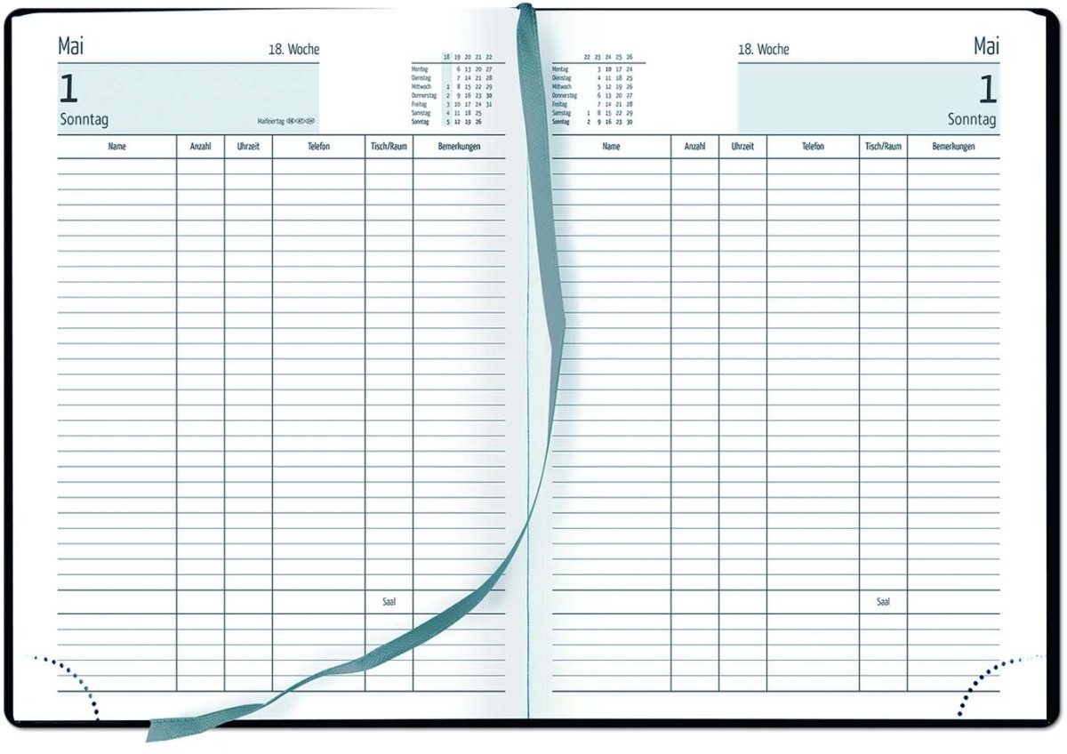 GÜSS Kalender Buchkalender Reservierungsbuch A4 21x29,7cm 1 Tag/Seite 2026