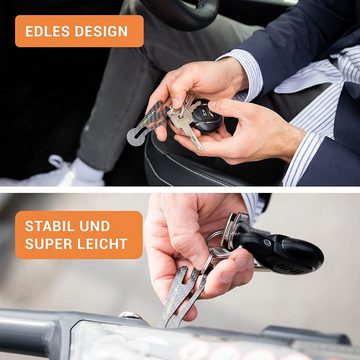 Einkaufswagenlöser Schlüsselanhänger Carbocoin (2-tlg., Inkl. gratis Fundservice), Löst auch Wagen mit Seiteneinschub, Sofort abziehbar, Aus Carbon
