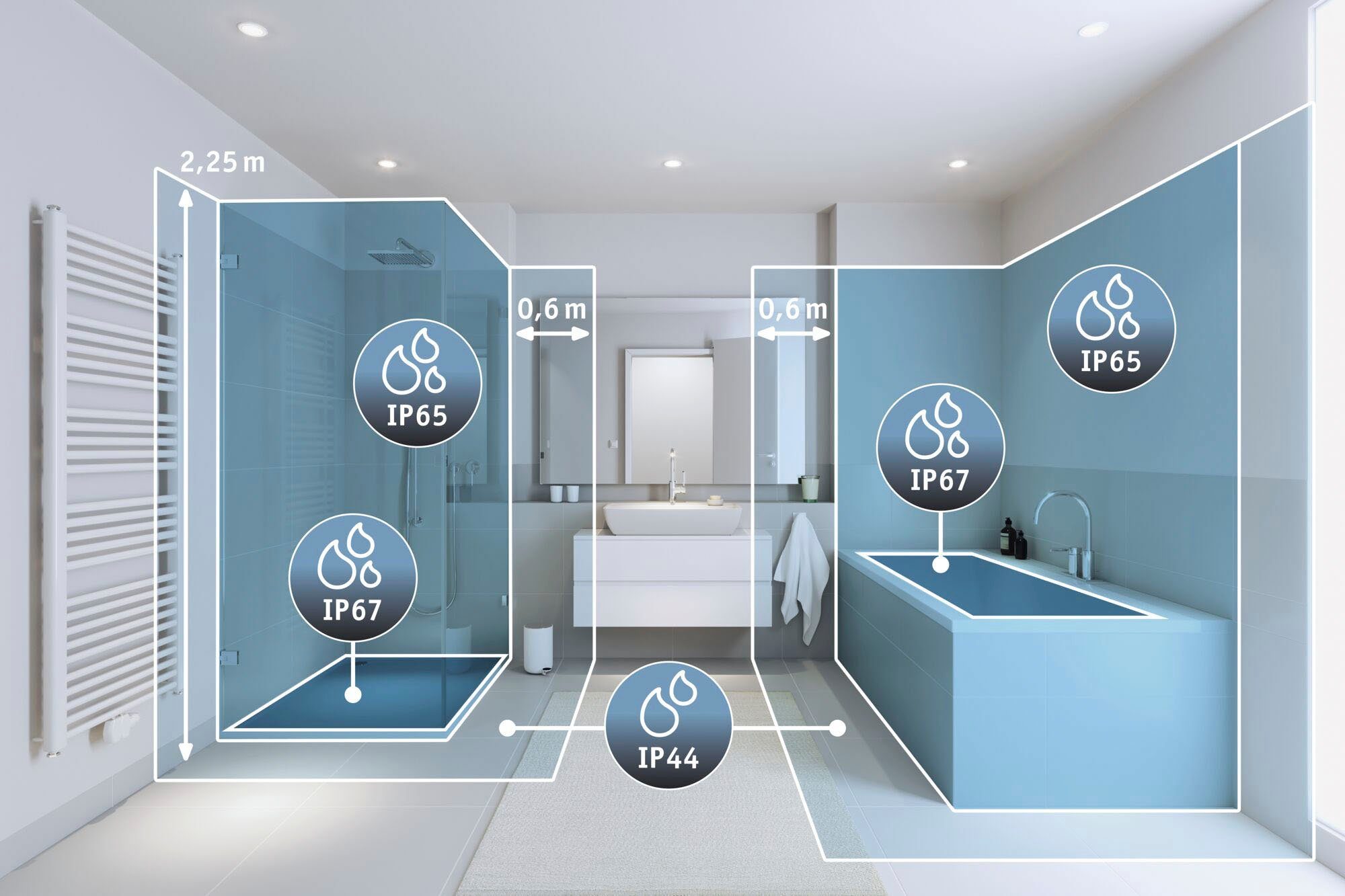 Paulmann - Feuchträume Warmweiß, IP44 Orgon, LED spritzwassergeschützt Badezimmerleuchte, IP-Schutz: integriert, für fest Spiegelleuchte