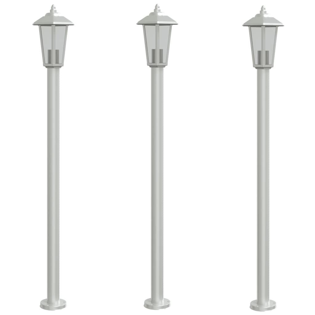 vidaXL Gartenleuchte 120 cm Wegeleuchten 3 Stk Silbern 120 cm Edelstahl
