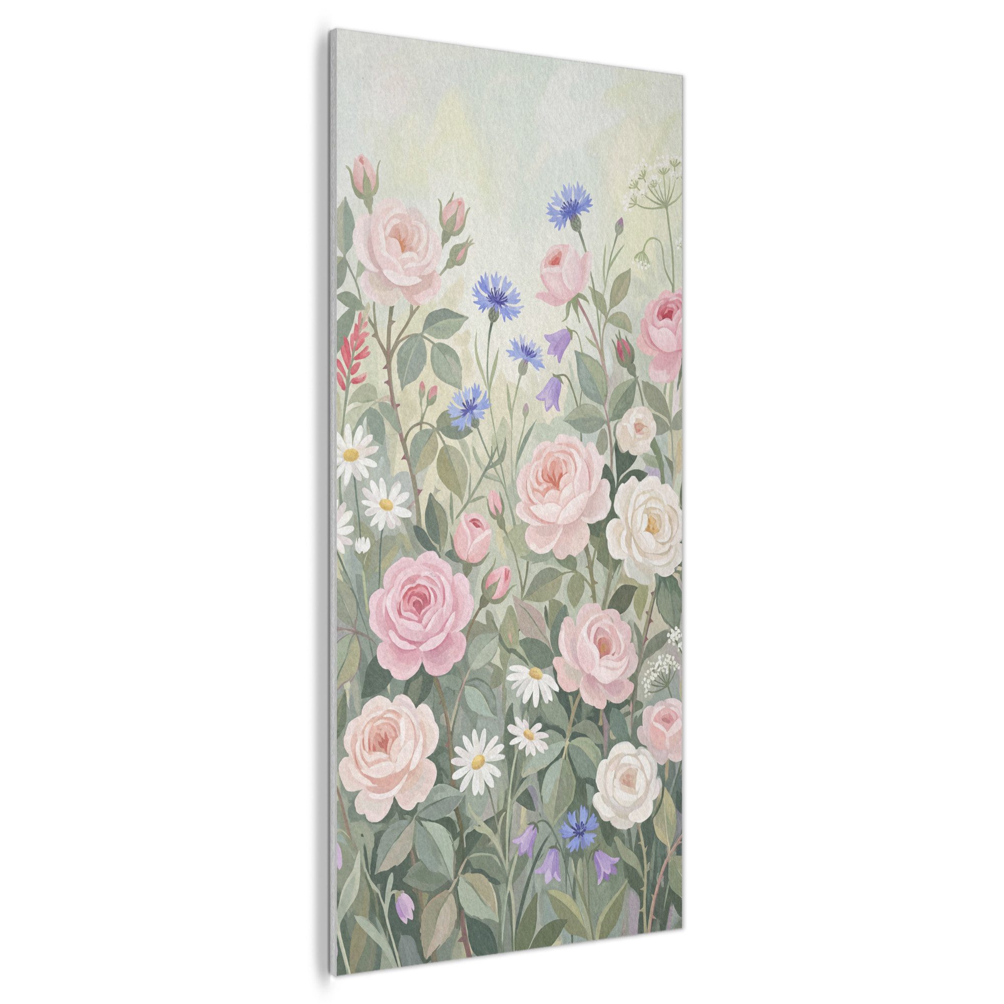 MuchoWow Gemälde Blumen - Garten - Natur - Farbenfroh, Fotodruck (1 St), Akustikpaneele Rund, Akustikbild, Schalldämmung, Deko 60x120 cm