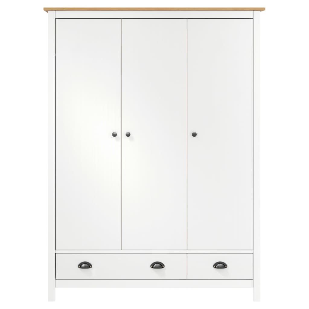 Kiefernholz cm Türen furnicato (1-St) 127x50x170 Weiß Kleiderschrank 3 Hill mit
