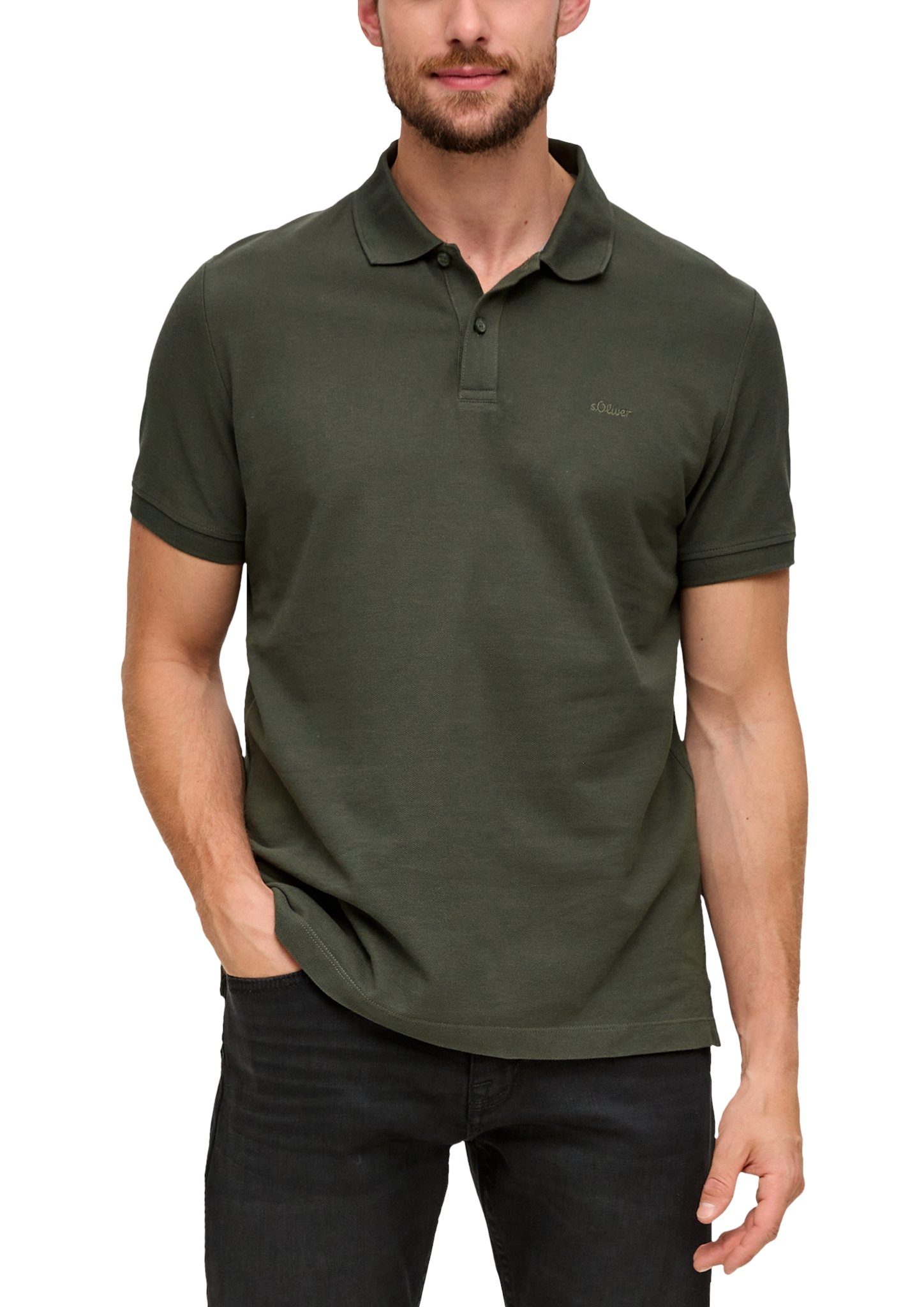 s.Oliver Poloshirt mit dezenter Logostickerei green