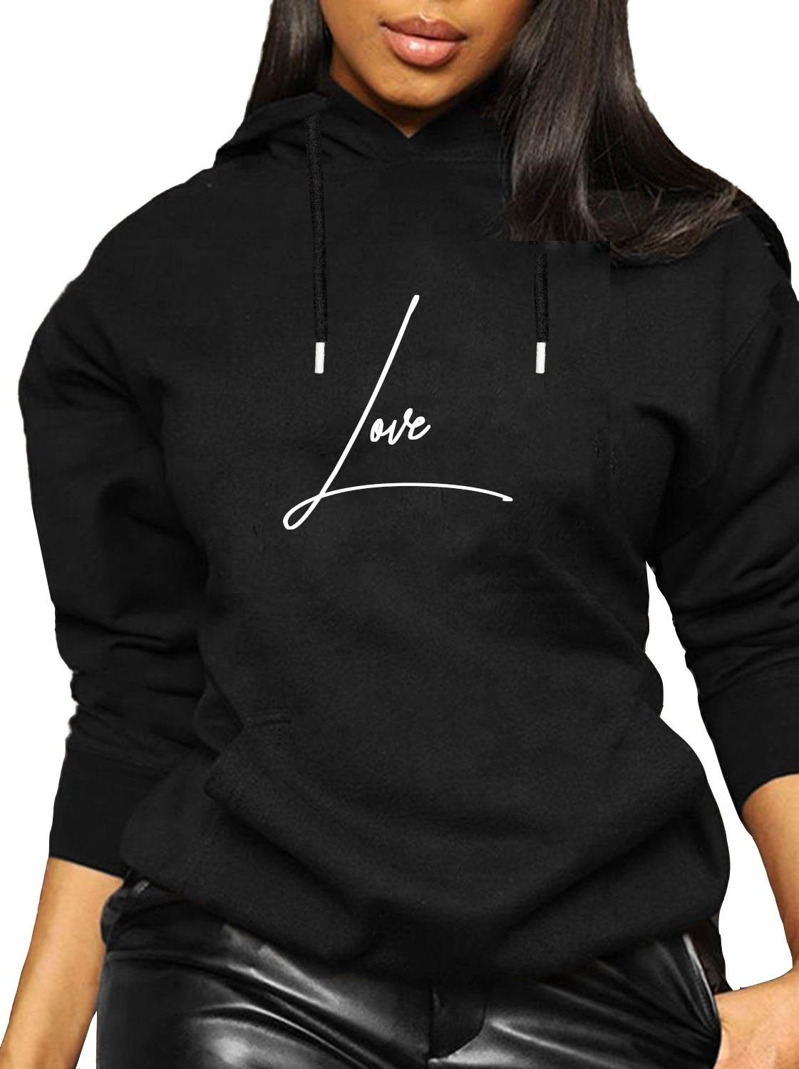 RMK Kapuzenpullover Damen Pullover Pulli Hoodie mit Kapuze Love Liebe Aufdruck L.O.V.E.