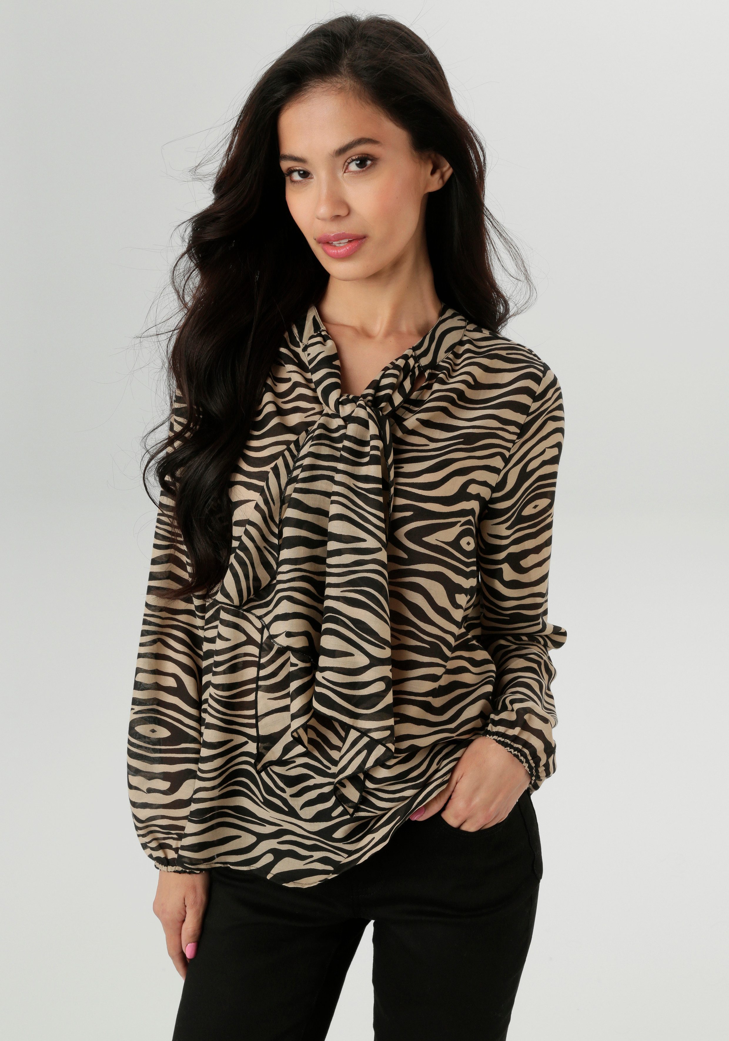 Aniston SELECTED Schlupfbluse mit modischen Animal-Print günstig online kaufen