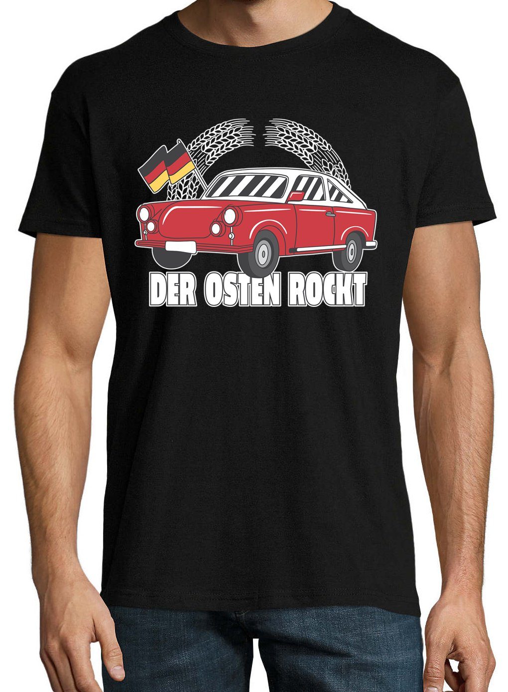 mit Rockt Youth Schwarz Der Shirt T-Shirt Designz Frontprint Herren lustigem Osten