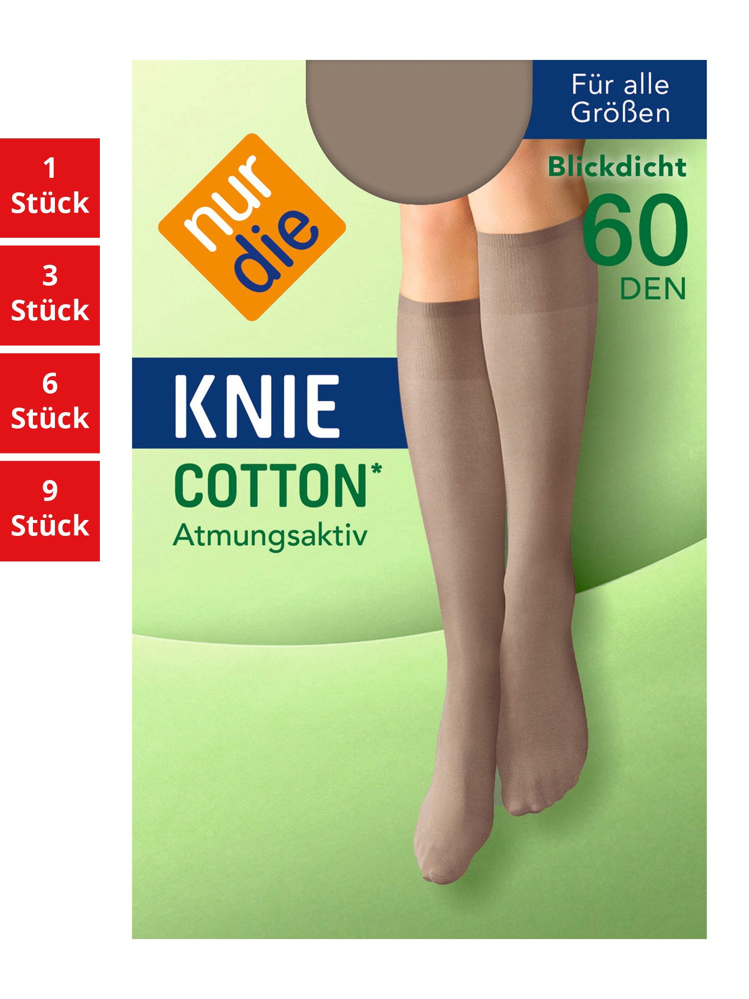 Nur Die Гольфы Cotton 60 DEN Damen (1er/3er/6er/9er Pack, 1-Paar) Knie-strümpfe thermo-socken overknee