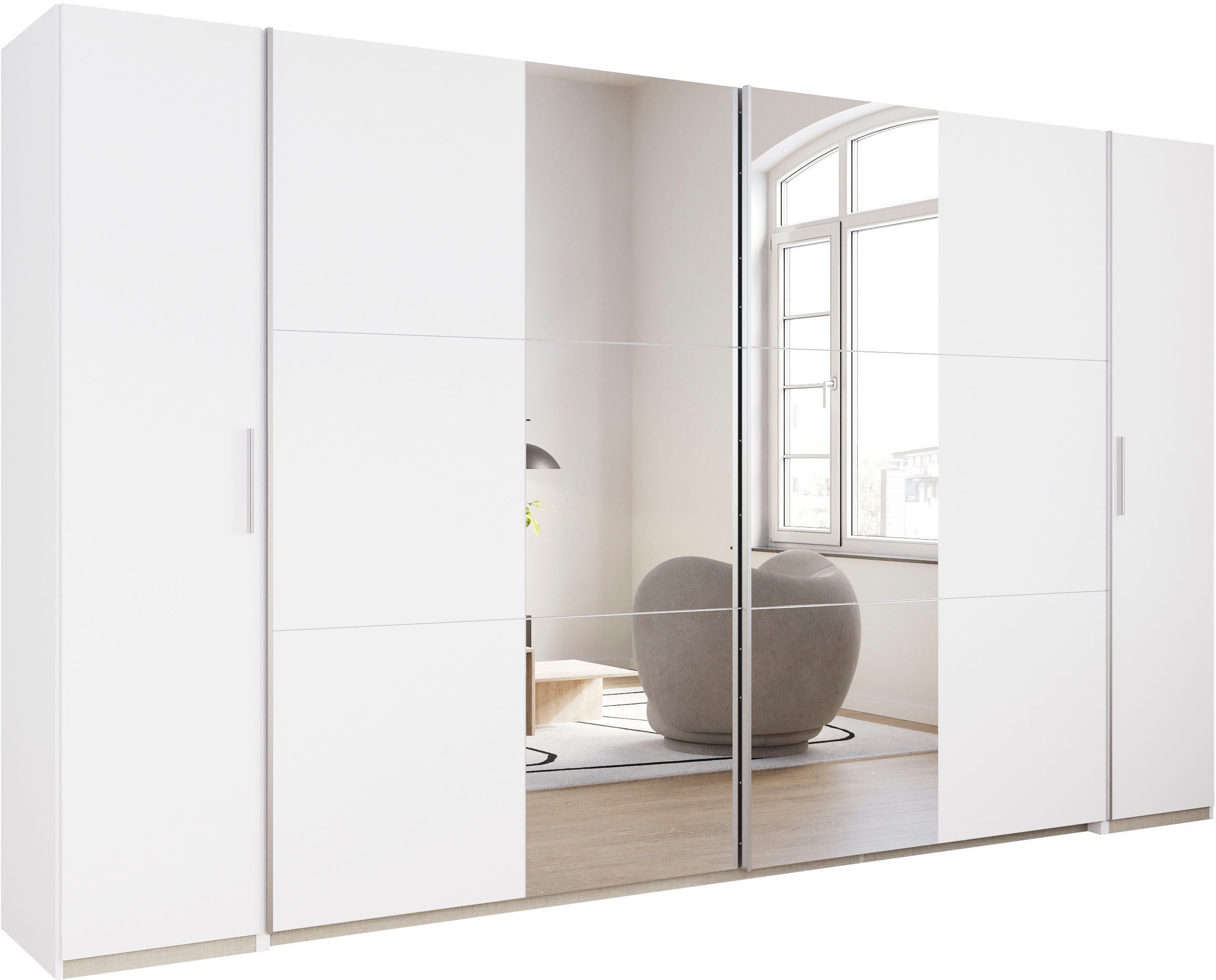 rauch Schwebetürenschrank Kleiderschrank Drehtürenschrank Schrank Garderobe KRONACH TOPSELLER mit Dreh- und Schwebetüren und Spiegel, viele Böden MADE IN GERMANY