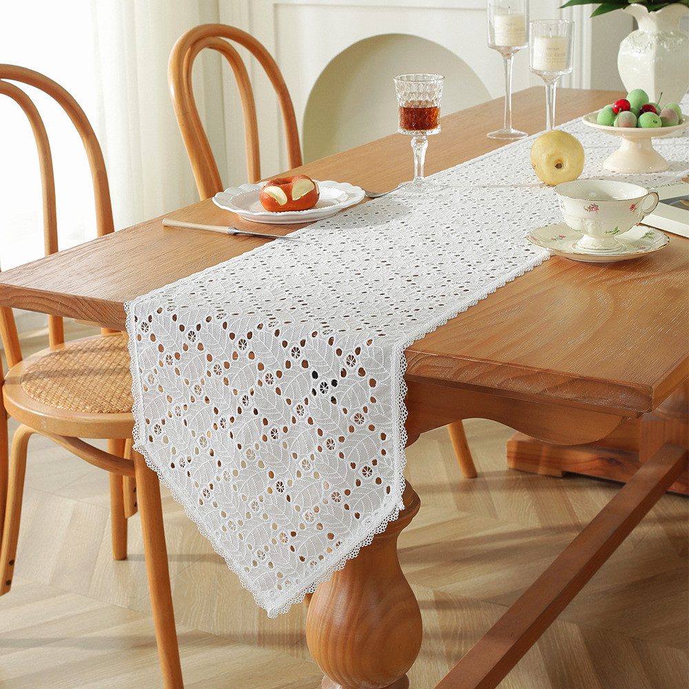 BYSURE Tischläufer (1-tlg), Tischdecke Vintage Boho Weiße Blumen Spitze Lac günstig online kaufen