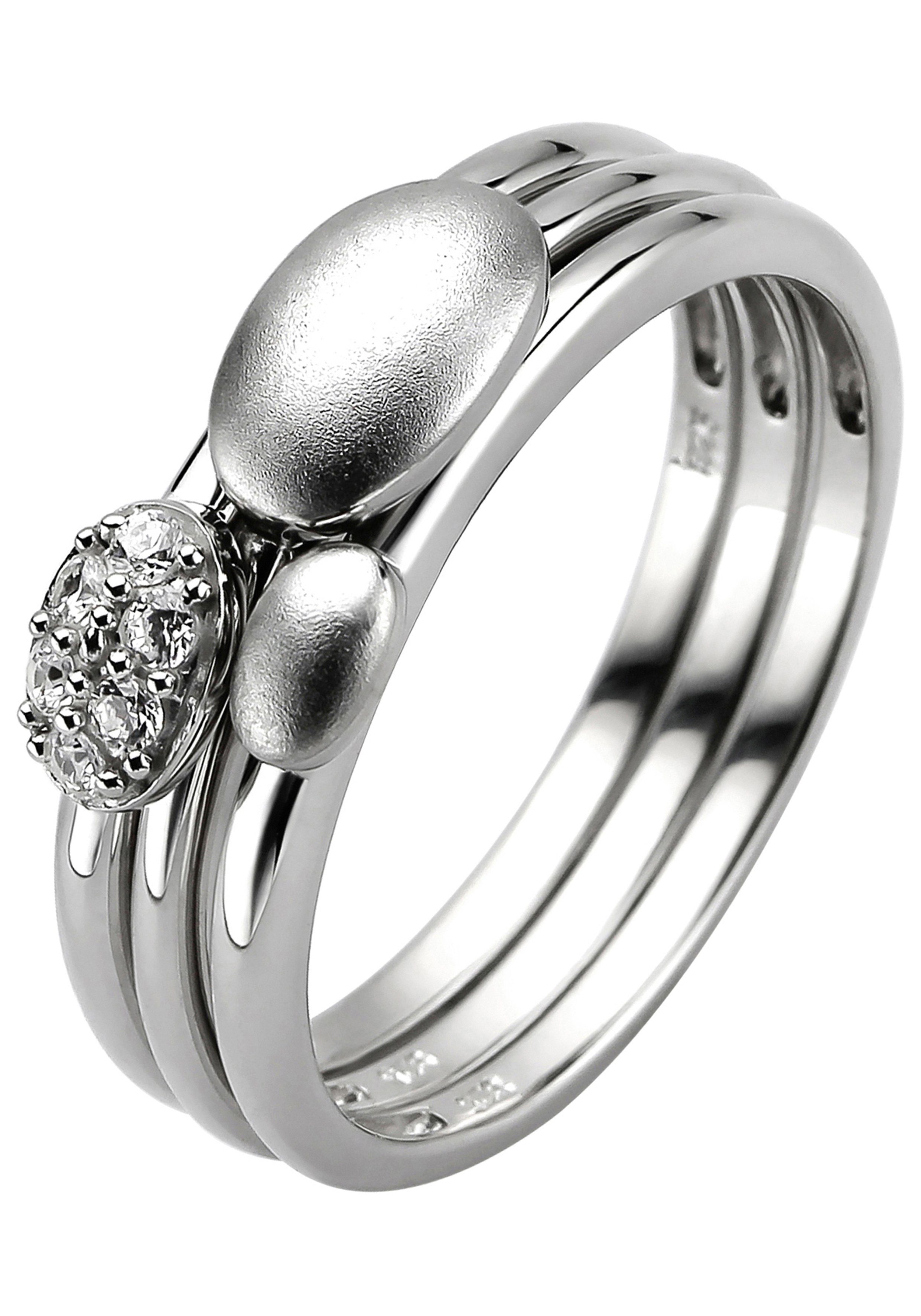 JOBO Fingerring, 3-teilig 925 6 Silber mit Zirkonia