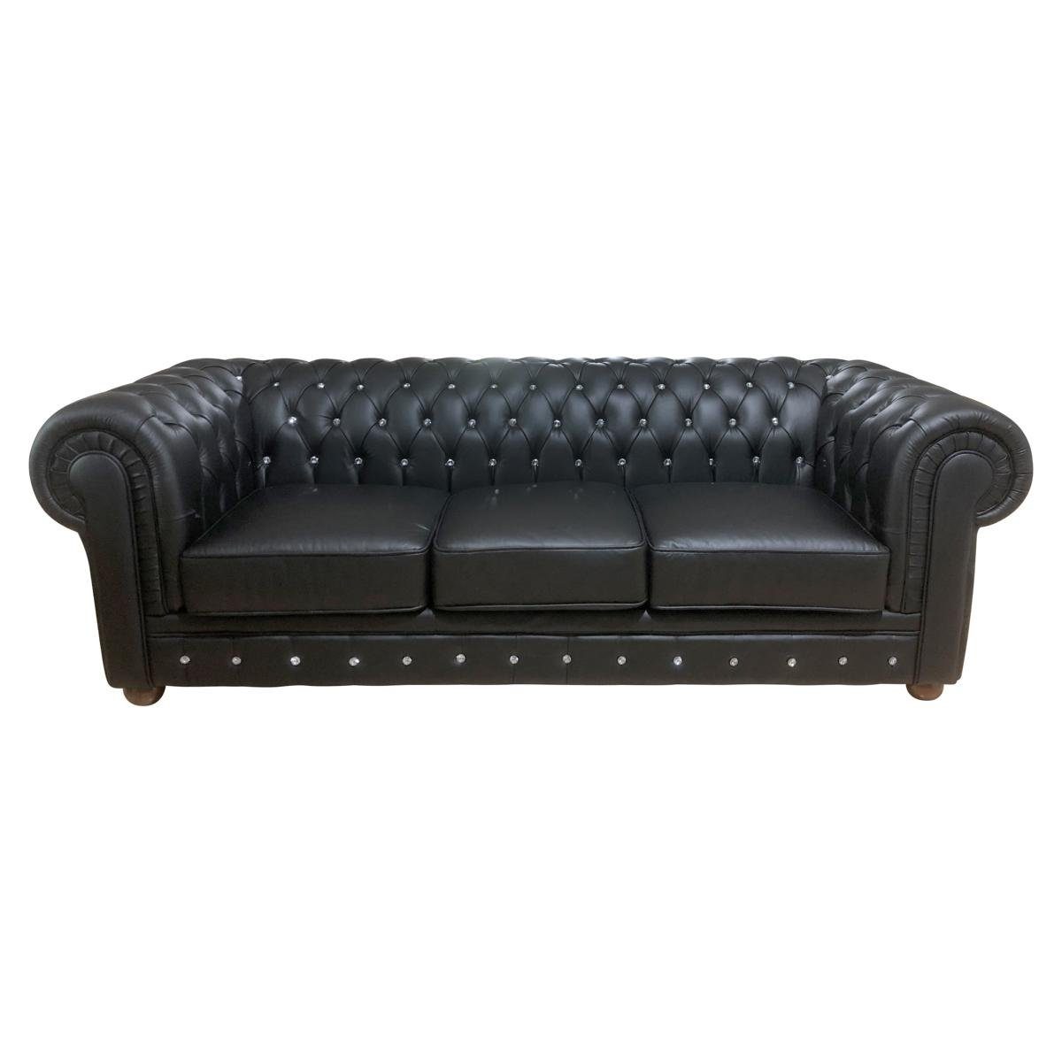 Salottini Chesterfield-Sofa Luxus 3er Sofa Chesterfield 3-Sitzer Couch Newcastle Ledersofa, 1 Teile, Handarbeit