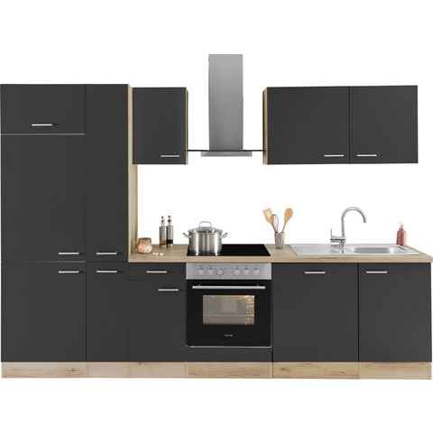 OPTIFIT Küchenzeile Iver Breite 300 cm, mit Hanseatic E-Geräten, inkl. Kühlschrank