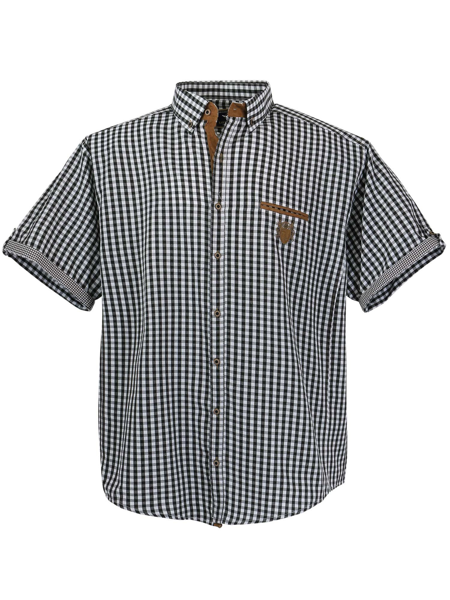 Lavecchia Kurzarmhemd Lavecchia Herren Kurzarmhemd 1129 (Schwarz-Weiss-kariert, 3XL) Herrenhemd im trendigen Karo-Look