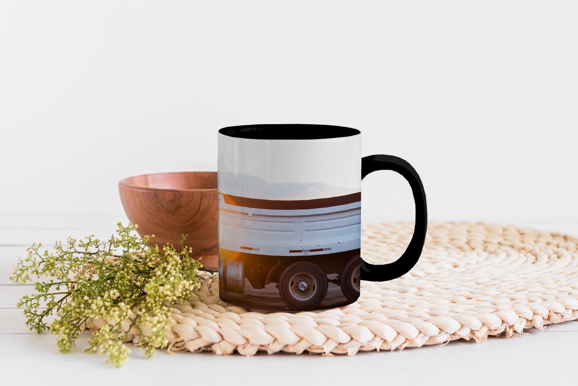 MuchoWow Tasse Sonnenstrahlen Geschenk Kaffeetassen, amerikanischen Keramik, entlang Teetasse, des Trucks, Farbwechsel, Zaubertasse