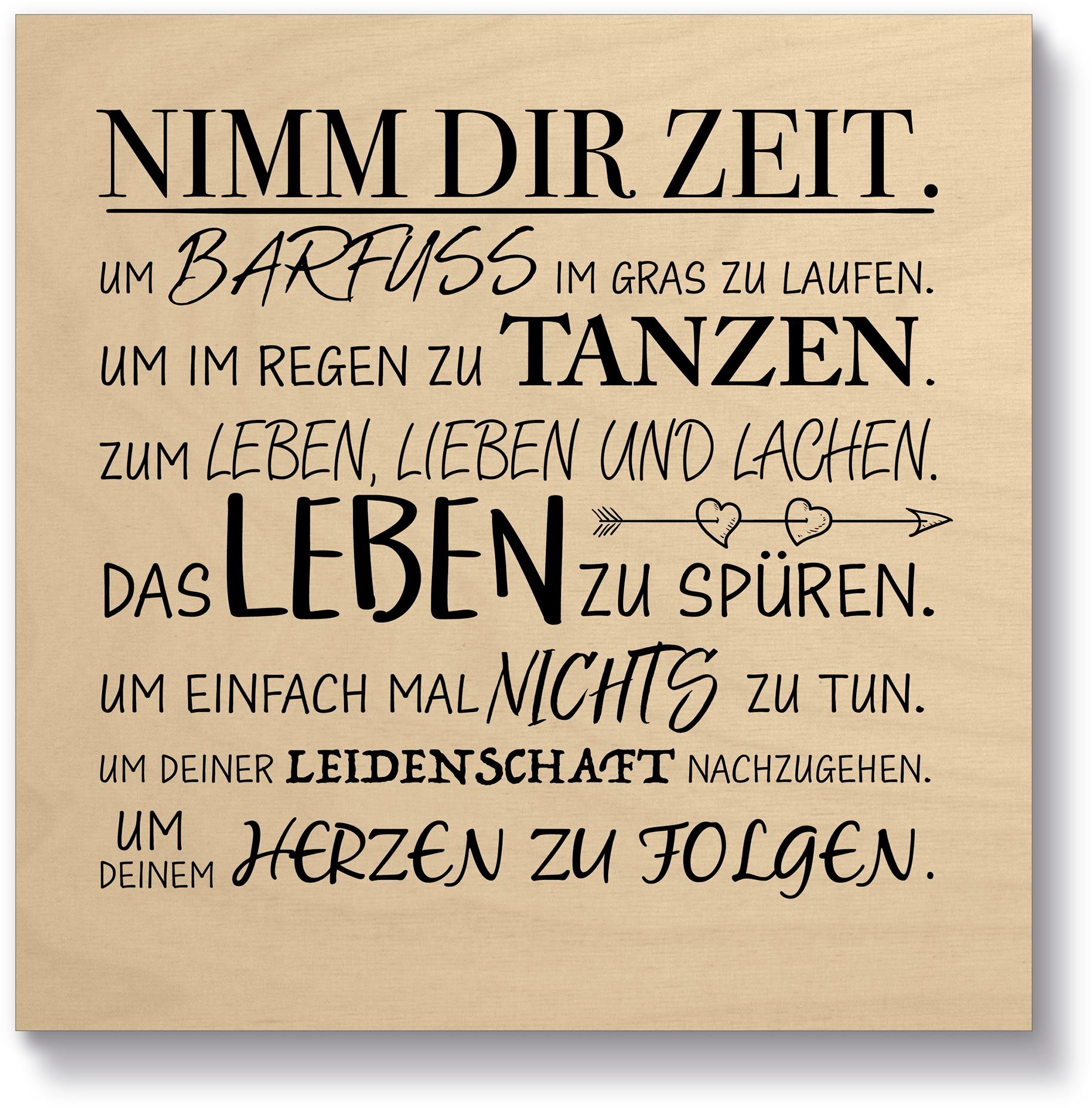 Artland Holzbild Nimm dir Zeit, Sprüche & Texte (1 St)