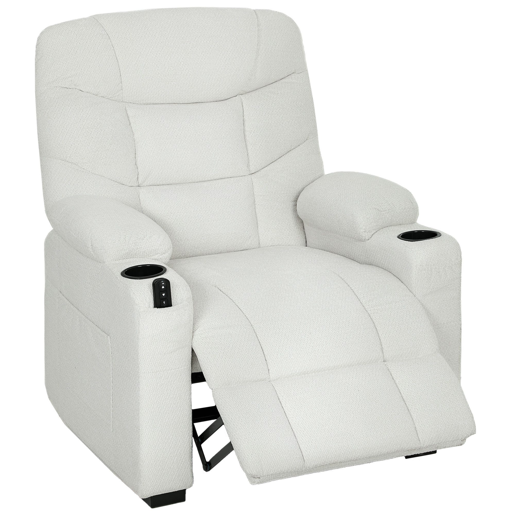 BAYMATE Massagesessel Elektrischer Relaxsessel, Liegesessel, USB-Anschluss (Fußstütze, Getränkehalter, 94 x 90 x 105 cm, cremefarben)