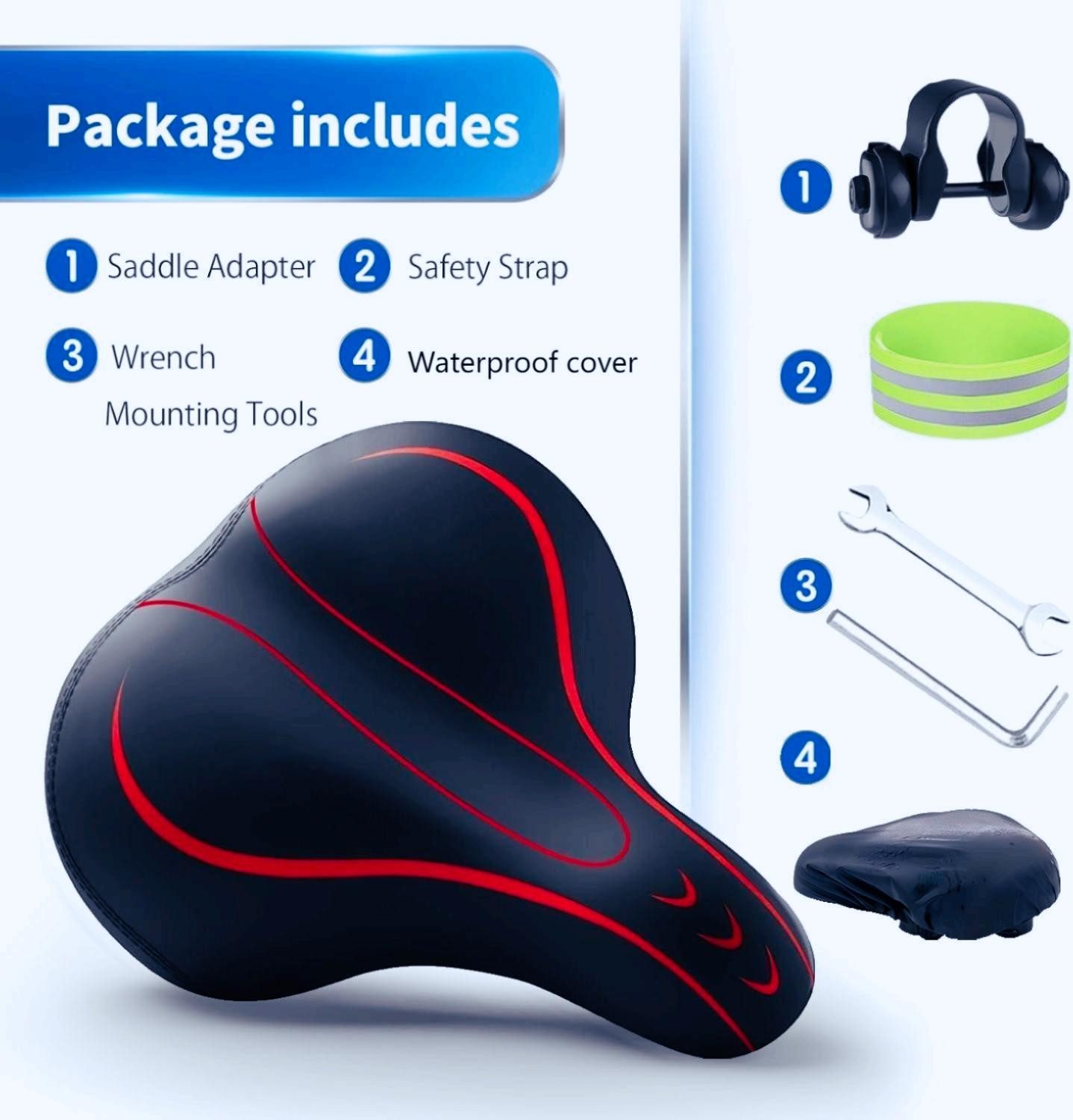 ibettertec Fahrradsattel Fahrradsattel Ergonomischer für Herren/Damen,Universeller Ersatzsattel (Universeller Ersatzsattel für Heimtrainer, MTB, E-Bike, Cityrad & Rennrad,Atmungsaktiv,mit Werkzeug, Mit wasserdichter Abdeckung), Wasserdicht Leder,mit überzug & Schraubenschlüssel