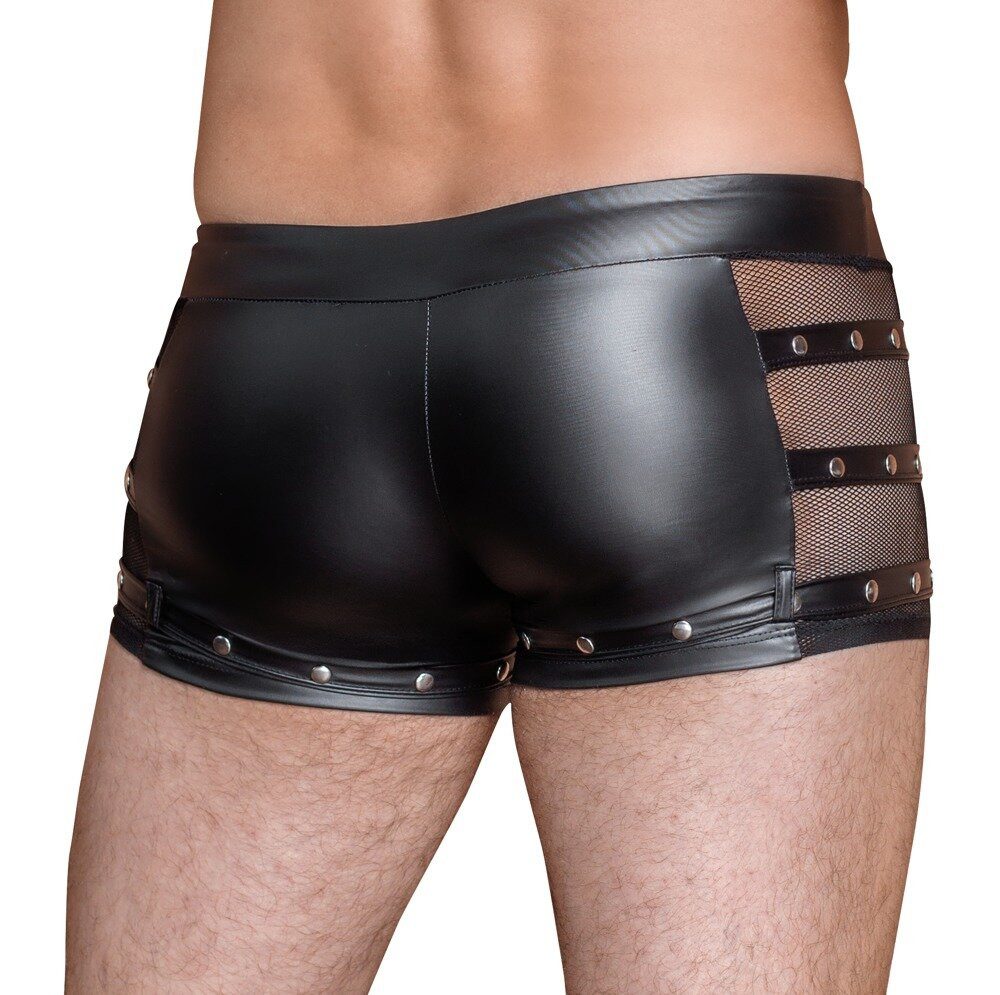 NEK Boxershorts Boxershorts mit Reißverschluss halb transparent Wetlook und Netz - sch (1-St) Cooler Mattlook und seitliches Netz
