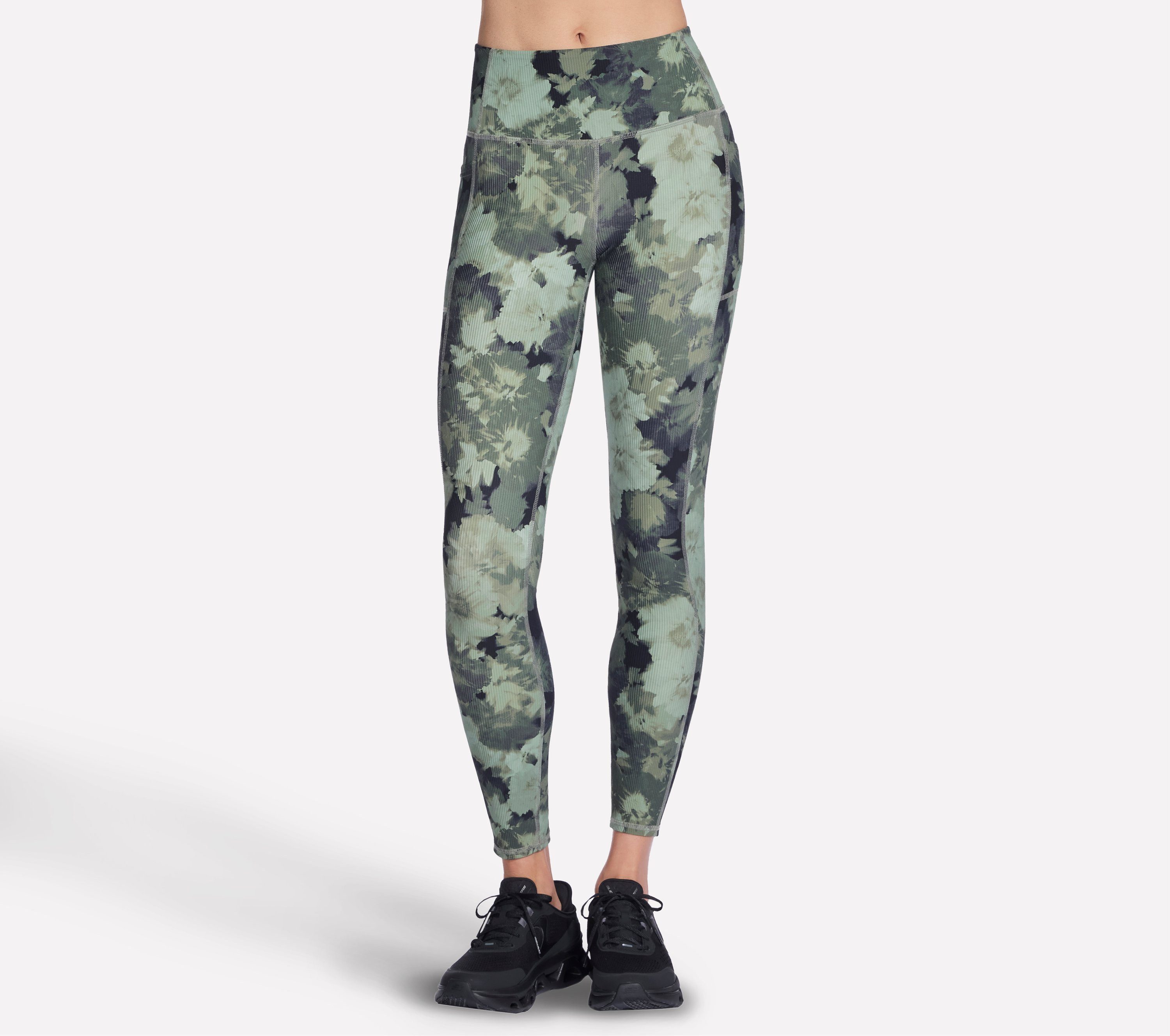 Skechers Leggings GOFLEX RIB INBLOOM FL HW LEGGING mit durchgehendem Blumenprint, Full-Length-Design