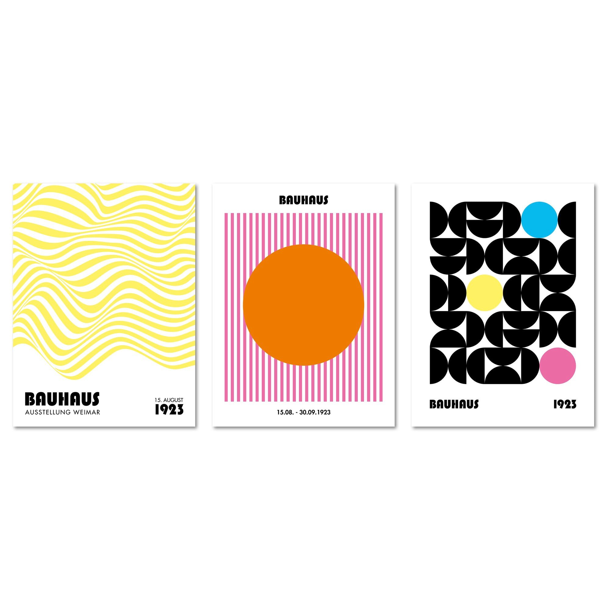 ARTFAVES Изображения-Collage Плакат Set - Bauhaus Geometrie 3 - 3 Deko Wandbilder Formen, Kunst, Ab, (Wandbilder modern, 3 St)