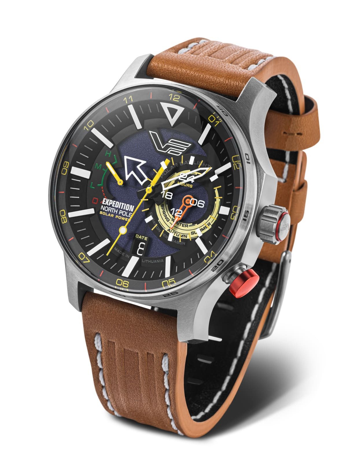 Vostok Europe Solaruhr Expedition North Pole – 47 mm Herrenuhr mit Lederarmband 595A735-L