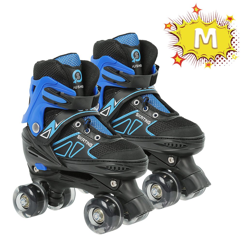 JEOBEST Rollschuhe Verstellbare Rollschuhe für Kinder, Atmungsaktiv Quad Skates, Für Mädchen und Jungen, Weihnachts Geschenke, Größen 27-37