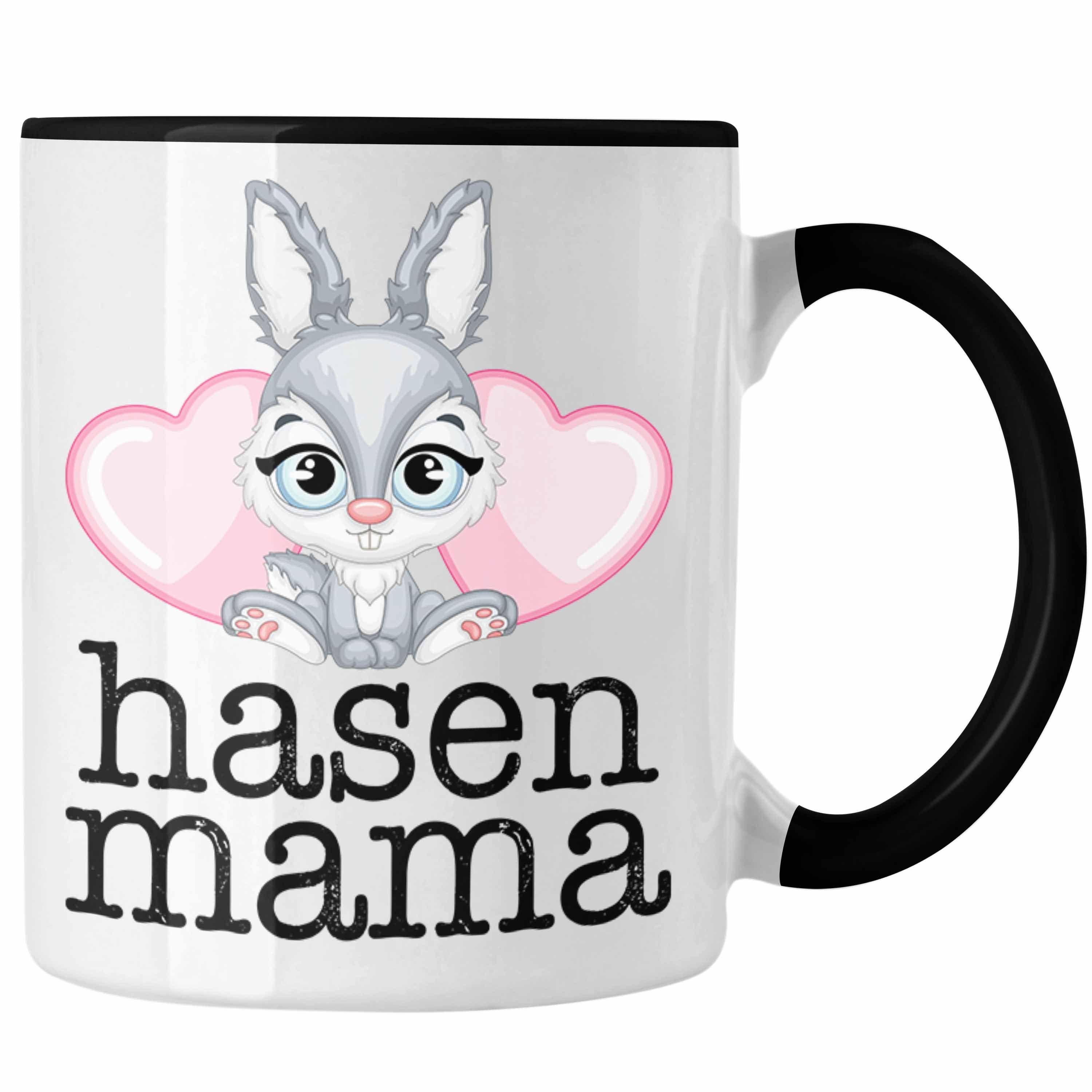 Trendation Tasse Hasen Tasse Geschenk Hasen-Besitzer Kaninchen Kinder Hasen Mama Schwarz