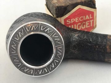 VAUEN Handpfeife Maximus 581 Pfeife - 9mm Filter sandgestrahlte, Oberfläche, silberfarbener Ring mit einer Zier-Gravur