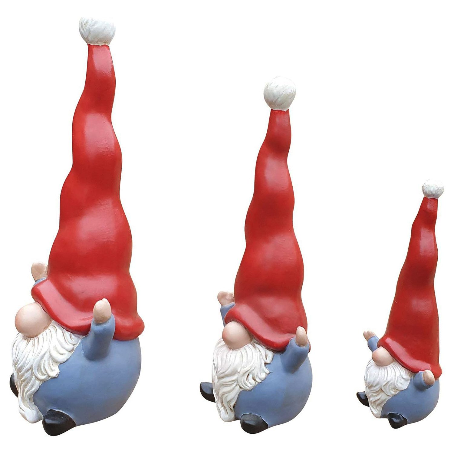 Fachhandel Plus Weihnachtsfigur Wichtel 3er Set lustige Weihnachtsdekoration Gartenfigur Dekofigur (3x stehend), witzige Weihnachtsdekoration