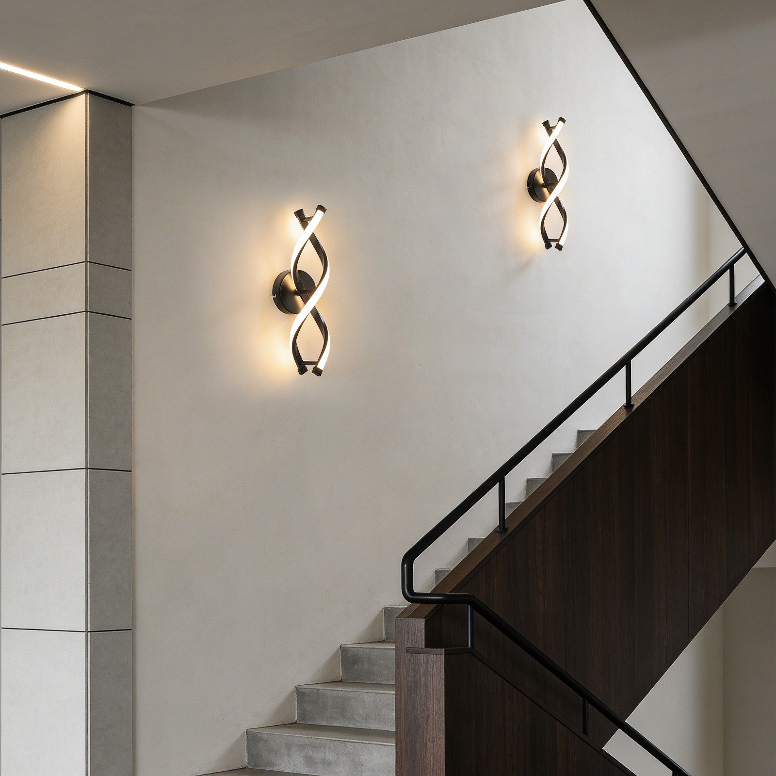 BlingBin LED Wandleuchte LED Wandlampe 21W, Warmweiß 3000K Wandleuchte Innen 2100lm, Innenbeleuchtung, LED fest integriert, Warmweiß, Kreative Kurvendesign,für Wohnzimmer, Schlafzimmer, Flur und Treppen