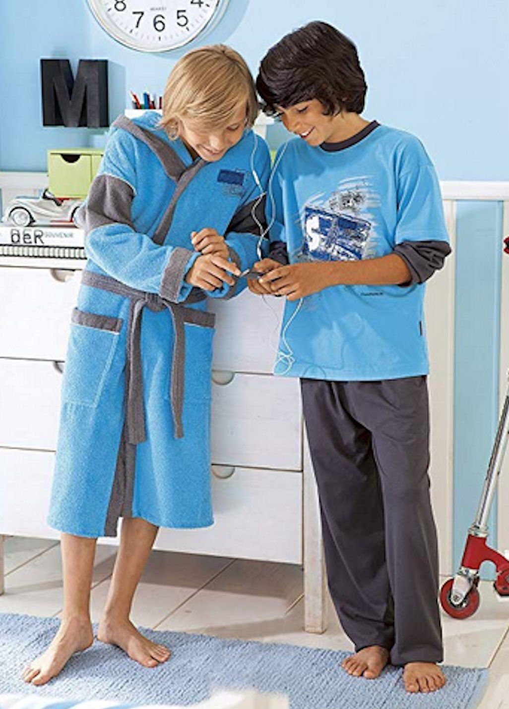 Single lang Schlafanzug Jersey Wörner (2 Wörner blau Pyjama Jungen tlg) Pyjama