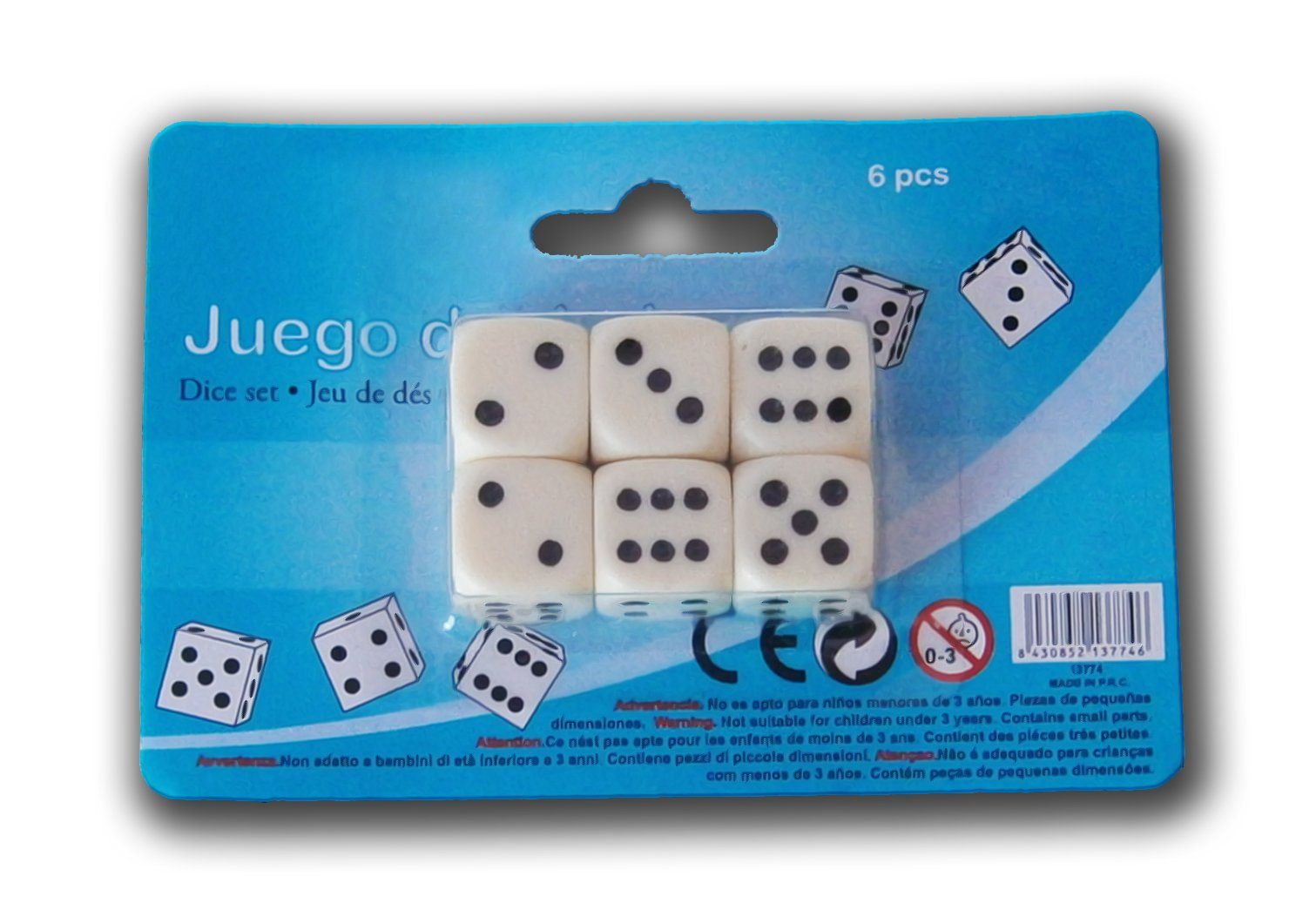 Spiel 6X Würfel für Würfelspiel 1,6cm Weiss Spielwürfel Würfelspiele 46, Spiel Würfeln