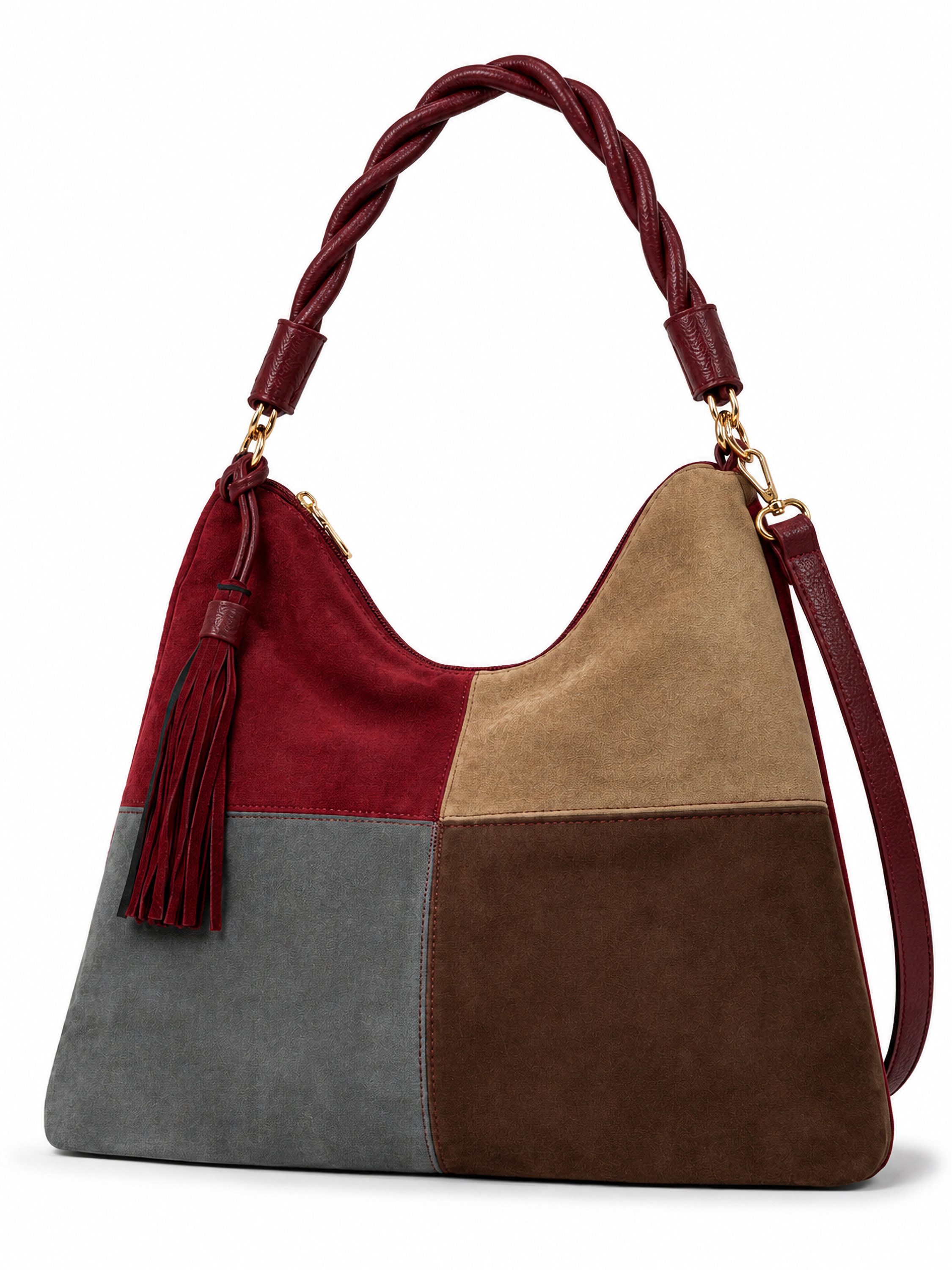 COLLEZIONE ALESSANDRO Schultertasche Patchwork, Patchwork-Optik aus softem Velourimitat