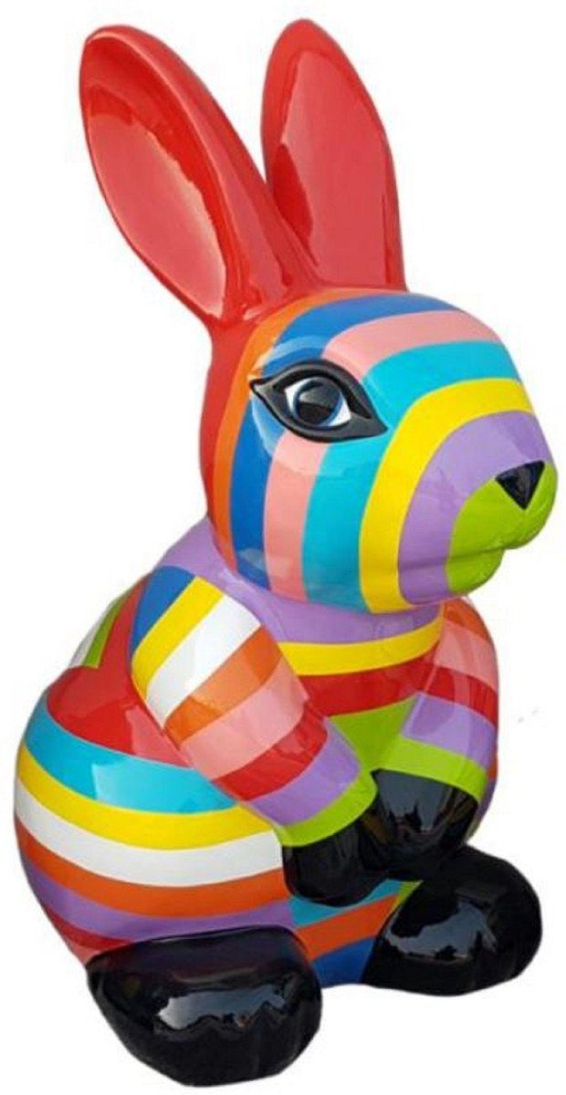 Skulptur Luxus Designer Dekofigur Hase Mehrfarbig H. 65 cm - Wetterbeständige Deko Skulptur - Garten Deko Figur - Wohnzimmer Deko Figur - Luxus Deko Tierfigur - Designer Deko Accessoires