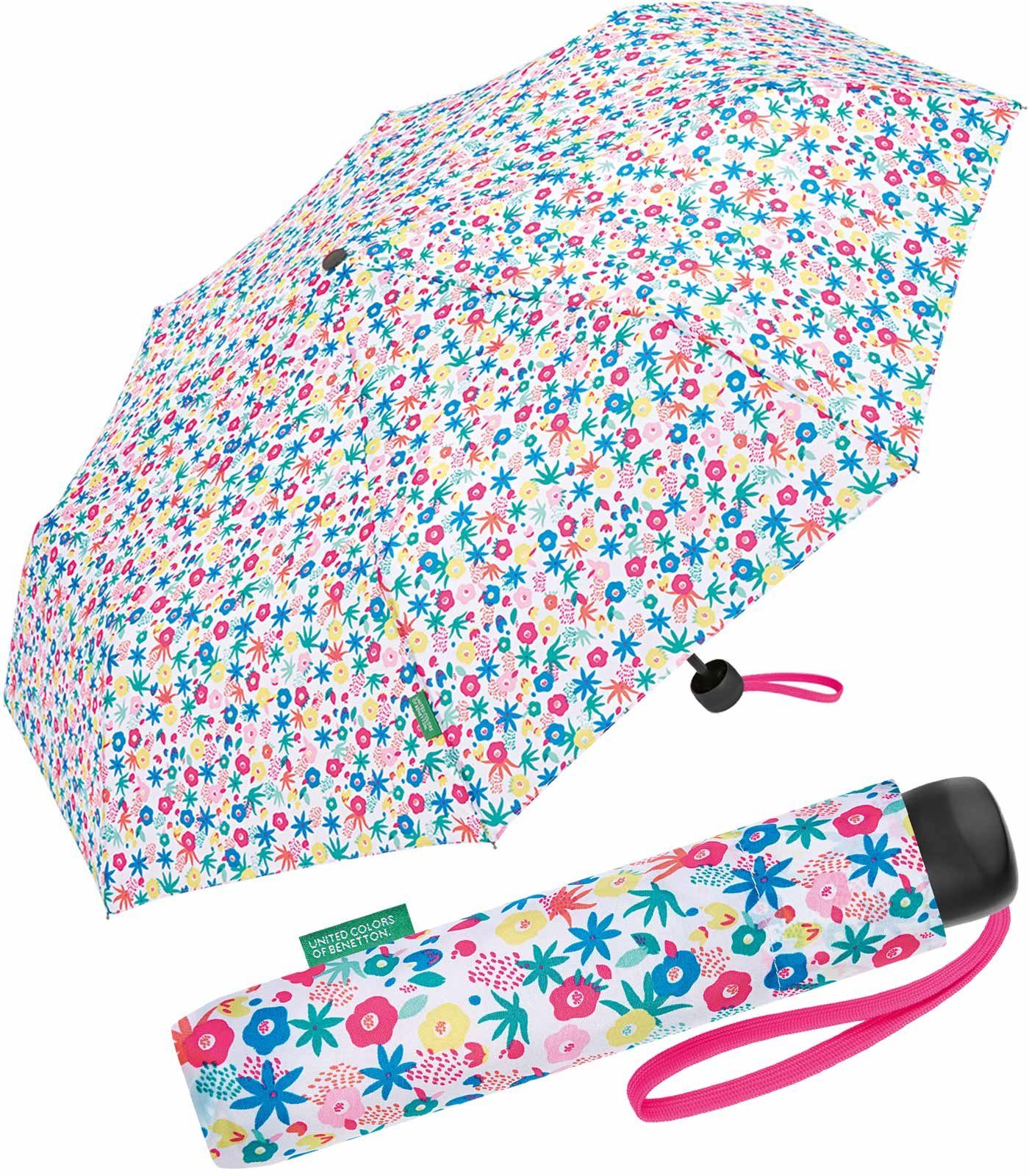 United Colors of Benetton Taschenregenschirm Super Mini - Millefleur white, ein Blütenmeer für unterwegs weiß