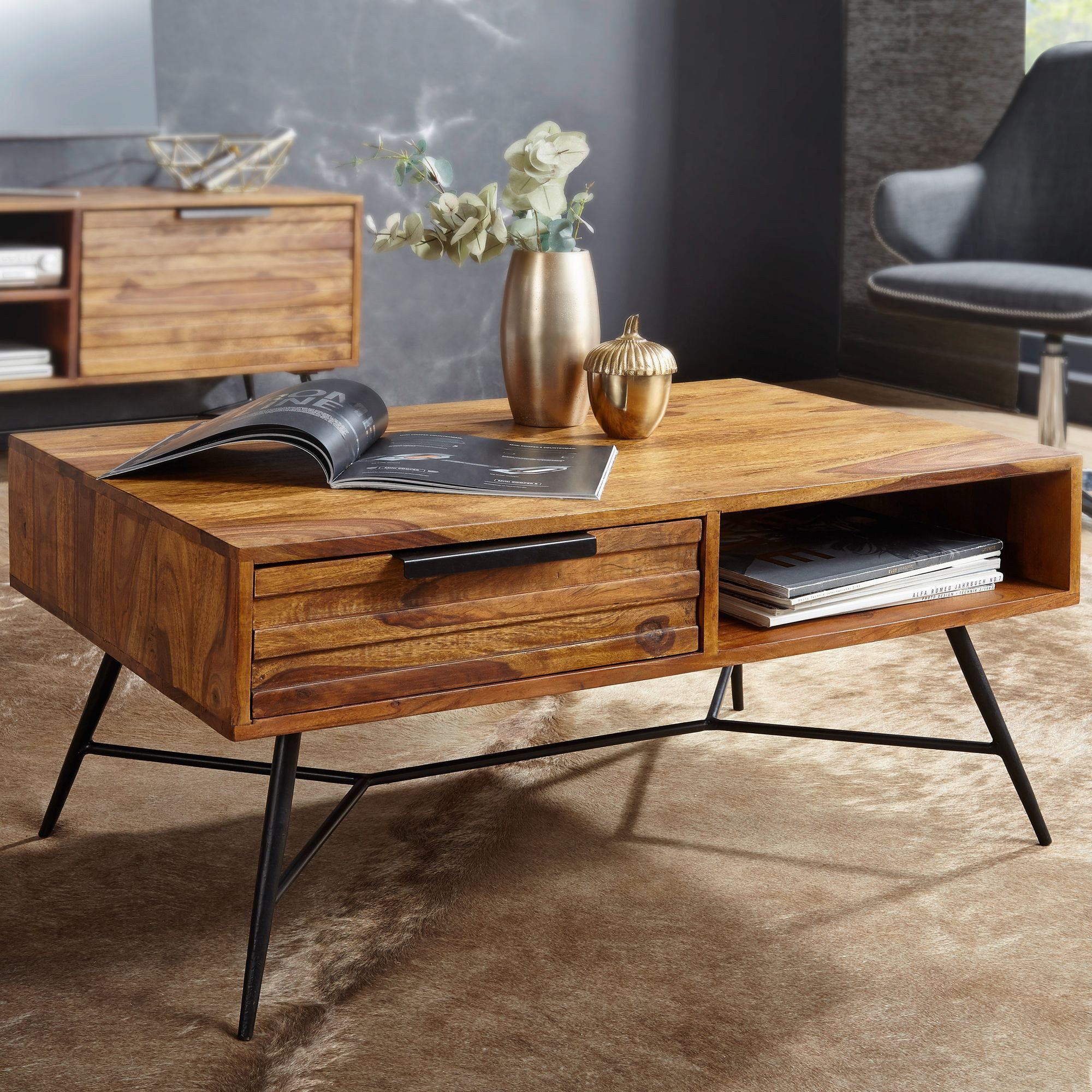 KADIMA DESIGN Couchtisch Couchtisch NISHAN 87x41x55 günstig online kaufen