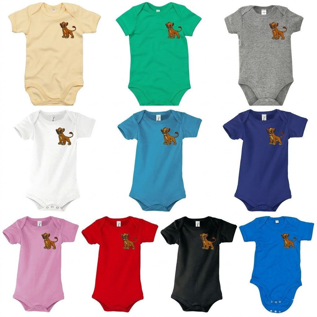 Blondie & Brownie Strampler Simba Baby Body König der Löwen Sahara Retro Kino Film Vintage Look (Einteiler) Simba Strampler Löwenkönig Patch