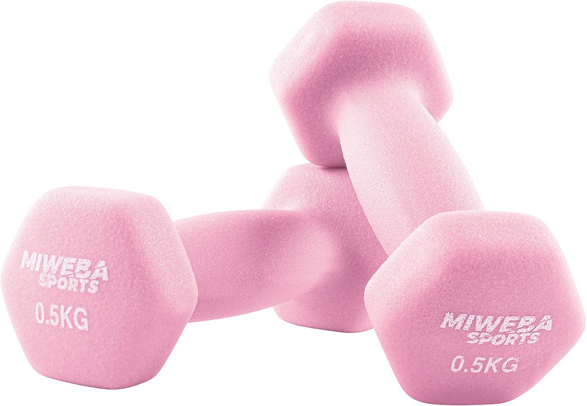 Miweba Sports Kurzhantel Gymnastikhanteln NKH100 - 9 Gewichtsklassen, (Set, Hanteln, Kurzhanteln, Gymnastikhanteln, Hantelset), Aerobic Hantel Set Kurzhantel Fitnesshanteln Gewichte