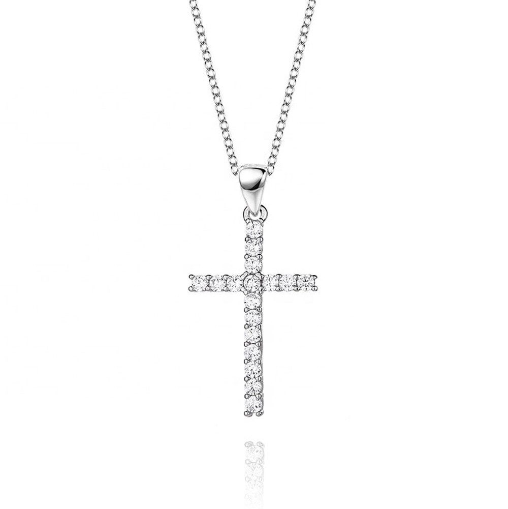 Kreuzkette Kette mit kleinem Kreuz Anhänger mit Zirkonia