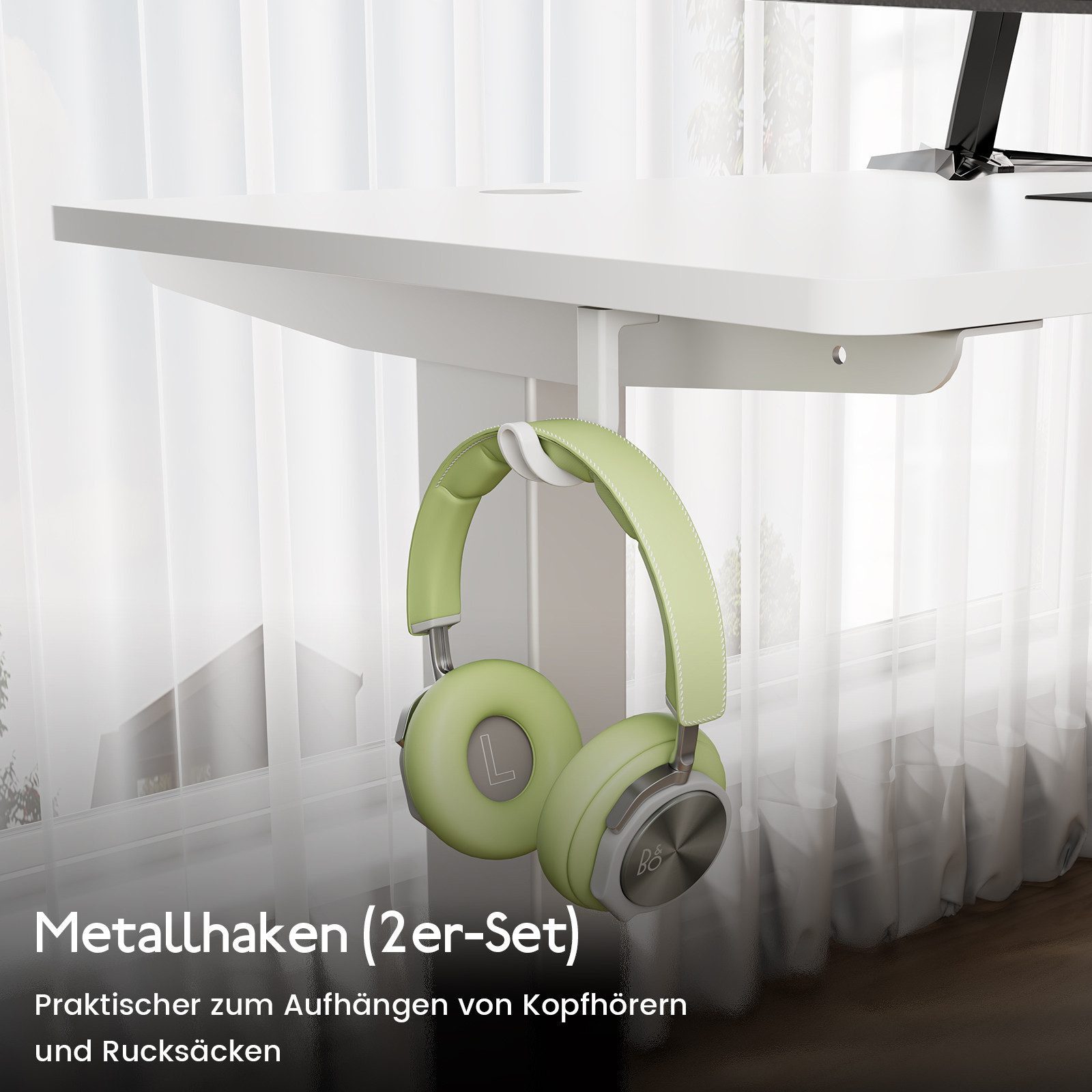 HOMAVO Schreibtisch Elektrisch höhenverstellbar mit Memory- und Sitz-/Steh-Erinnerung (Zweistufige Höhenverstellung, schnelle Montage, Intelligente Kollisionssc – Bild 4 von 5
