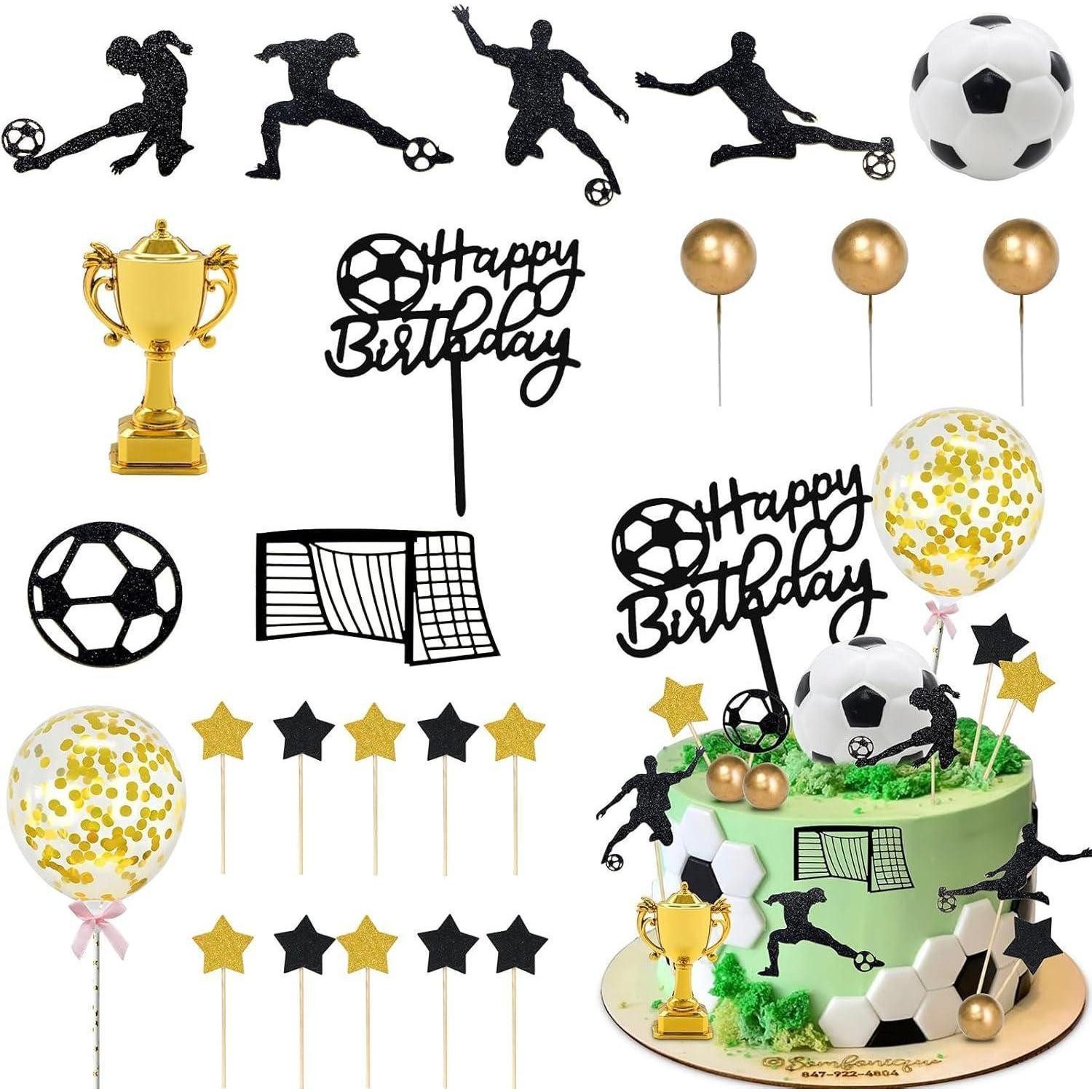 Lukinuo Sticker 29pcs Fußball Torte Topper Spieler Geburtstag Party Dekorationen