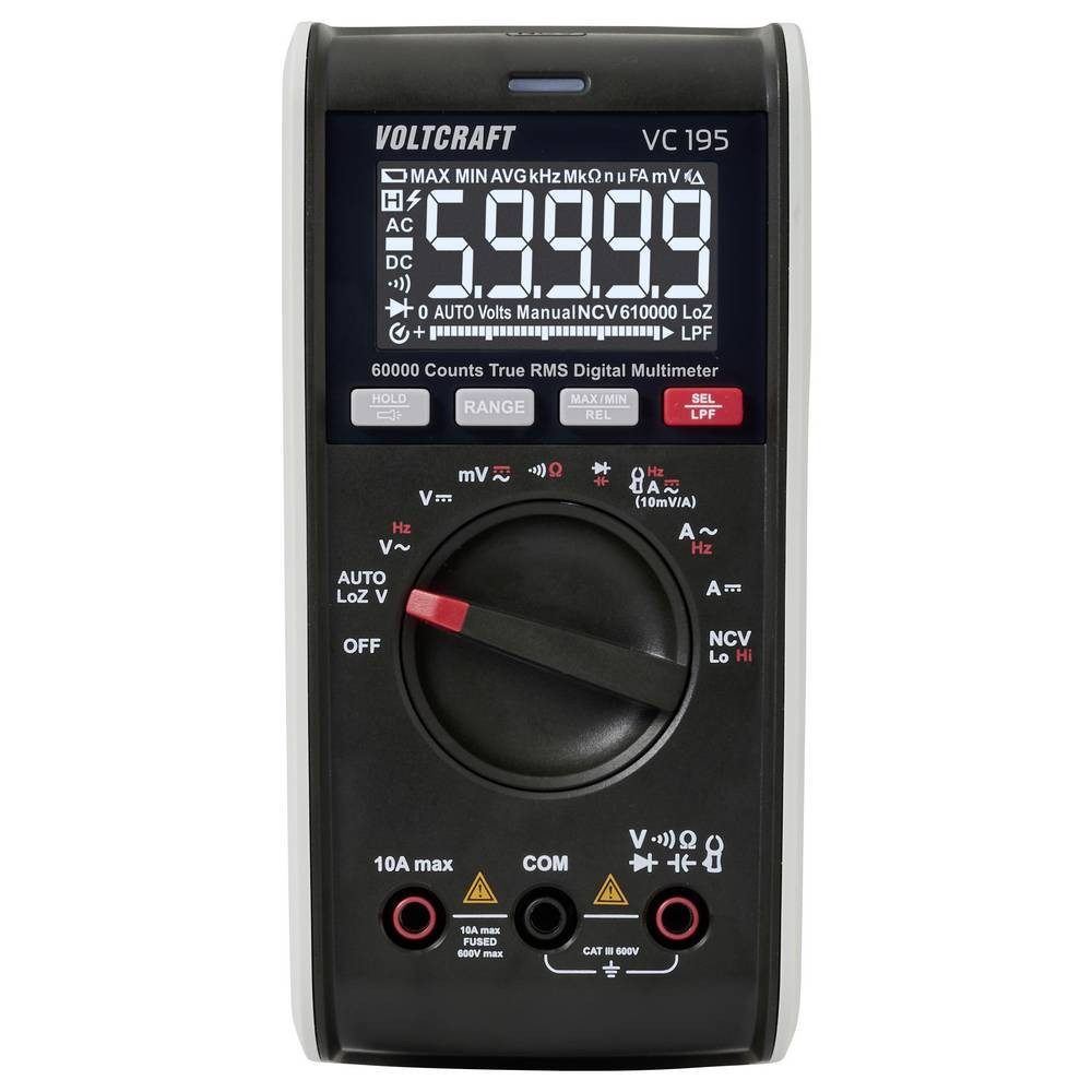 VOLTCRAFT Multimeter VC-195 Multimeter mit MLSet-100 Messleitungen und Tasche
