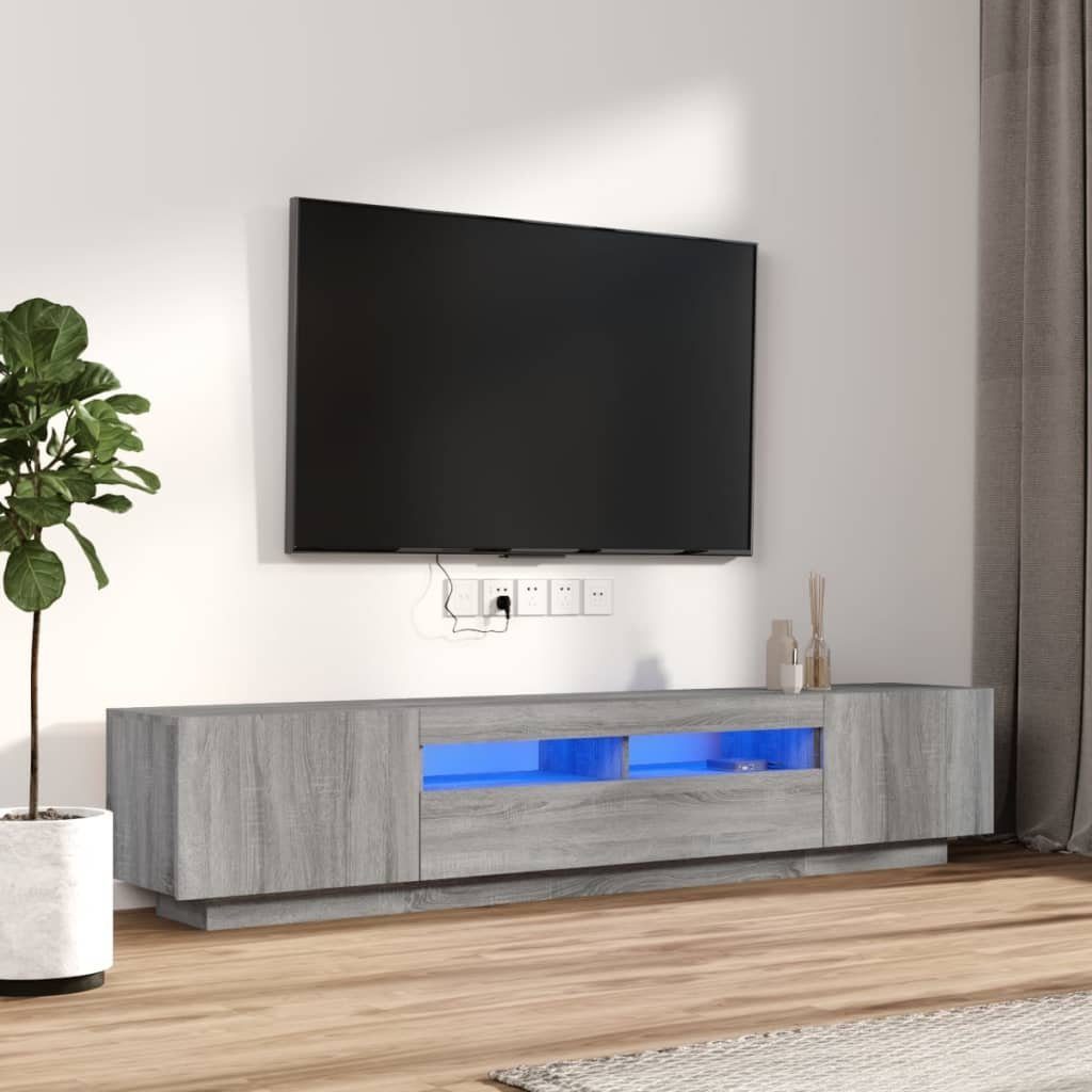 100 % Qualitätsgarantie vidaXL TV-Schrank Grau (1-St) LED-Leuchten Sonoma Holzwerkstoff TV-Schrank-Set 2-tlg