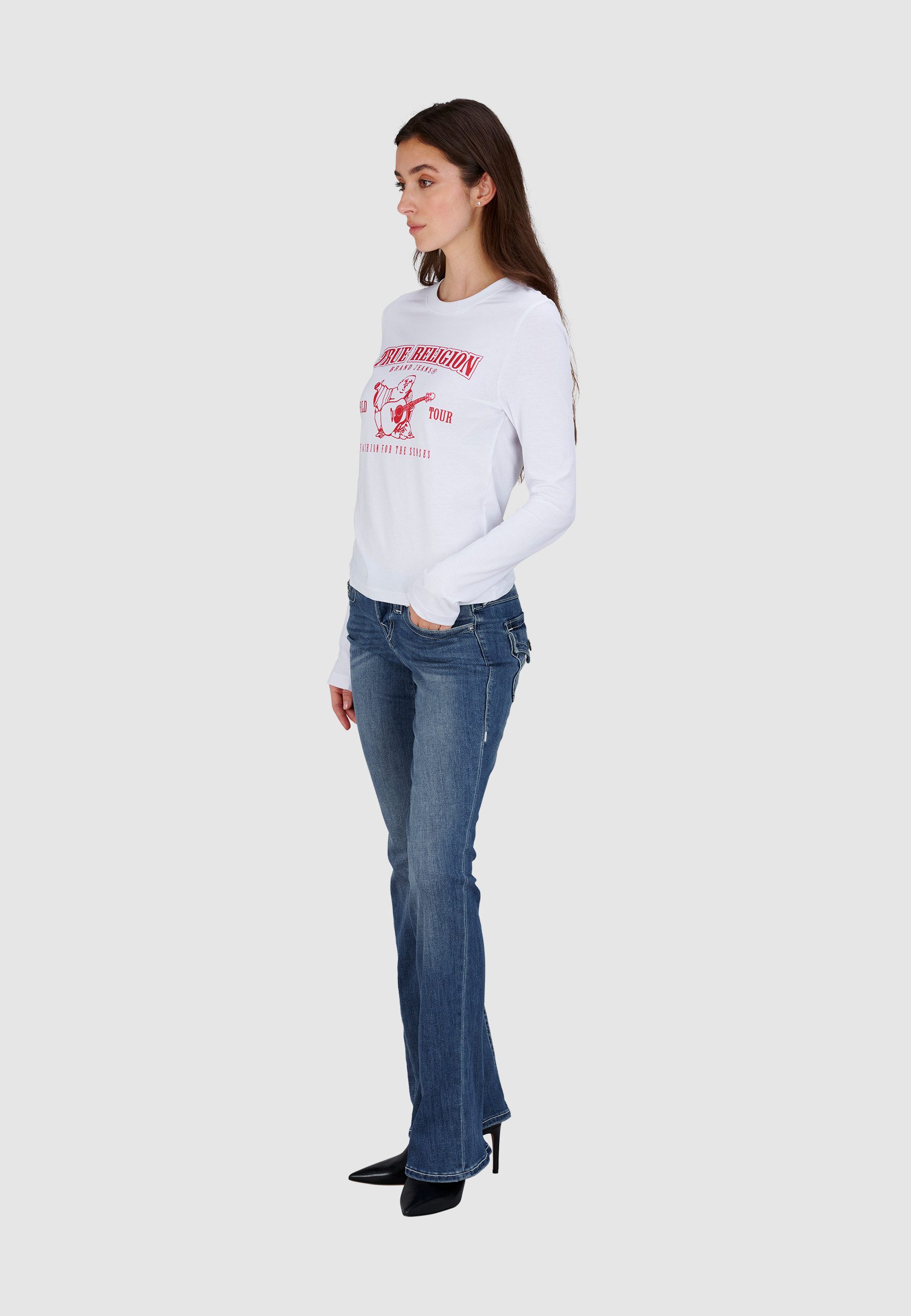 True Religion Bootcut-Jeans BECCA MR BOOTCUT FLAP Baumwollmischung, bootcut fit
