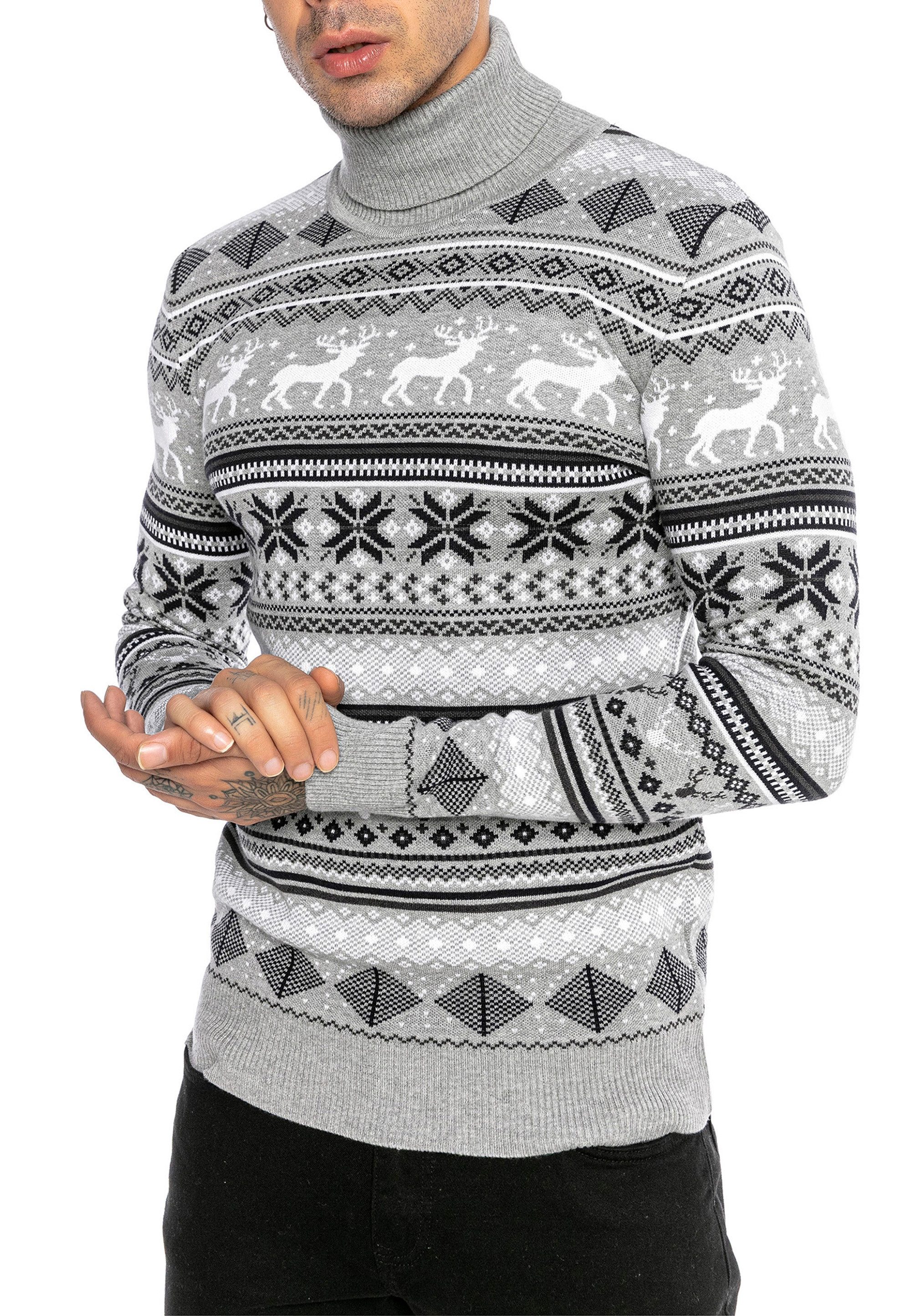 Strickpullover mit Norwegermuster Rollkragenpullover warm stilvoll und bequem
