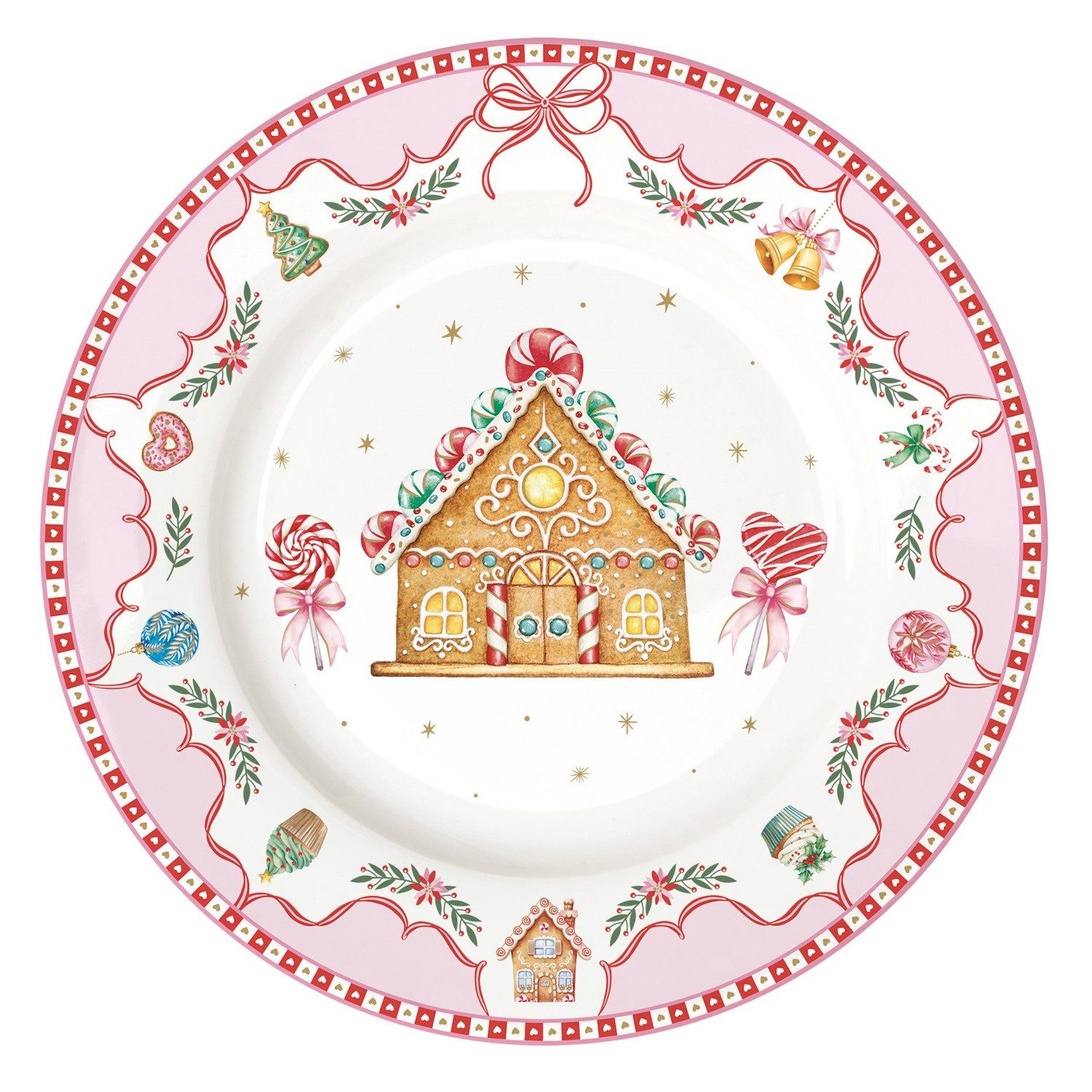 EasyLife Тарелка для торта Sweet Christmas, Spülmaschinengeeignet, Mehrfarbig, Motiv: Lebkuchenmännchen