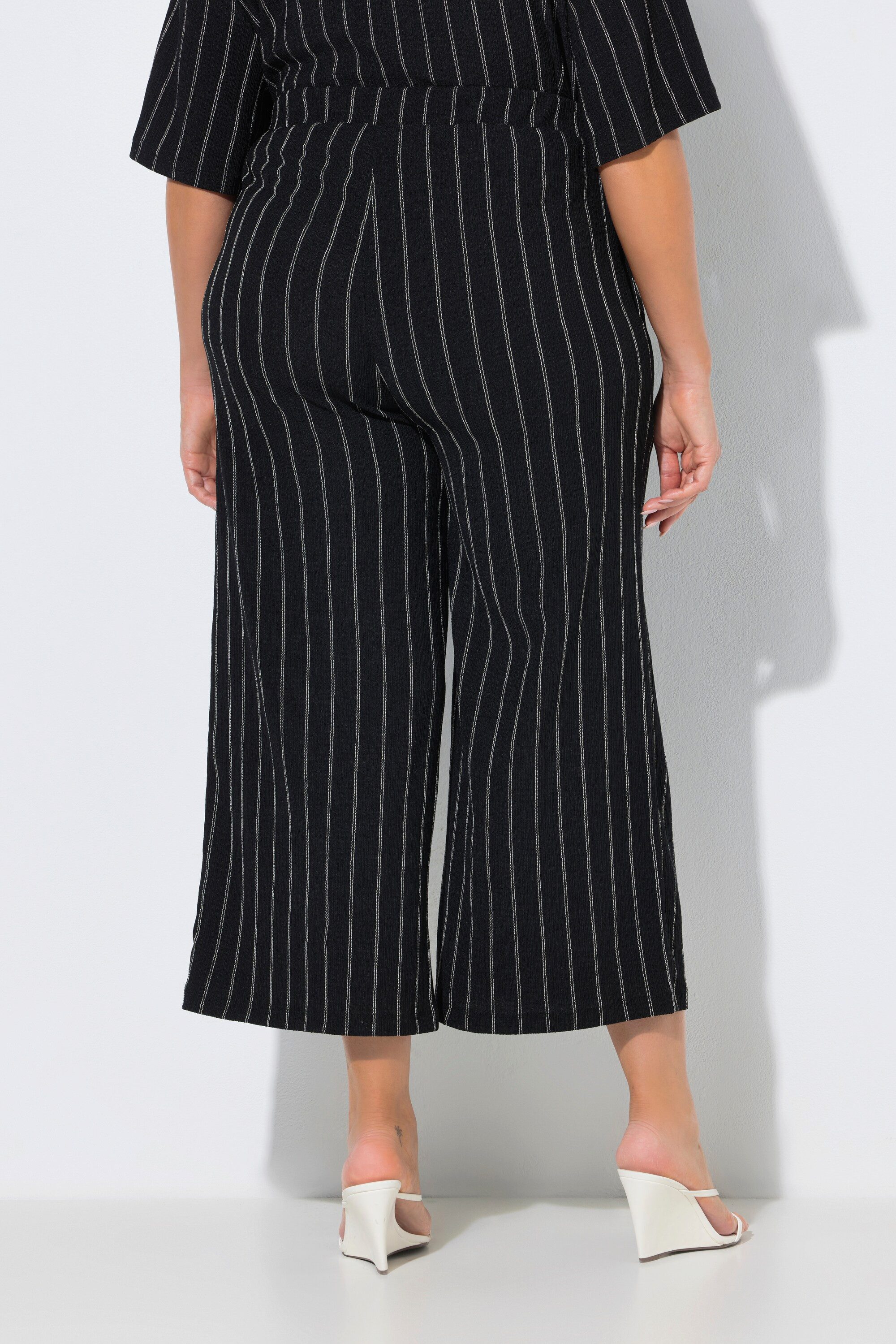 Ulla Popken 7/8-Hose Schlupfhose Struktur weites Bein Elastikbund