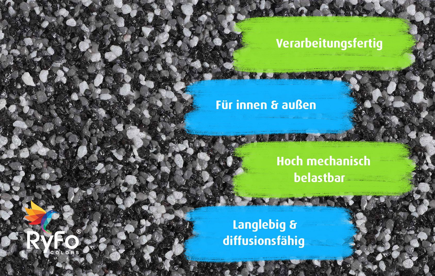 RyFo Colors Kunstharzputz RyFo Colors Buntsteinputz Classic Line schwarz/grau/weiß 25 kg Dekorativer Buntsteinputz, wetterbeständig, diffusionsoffen