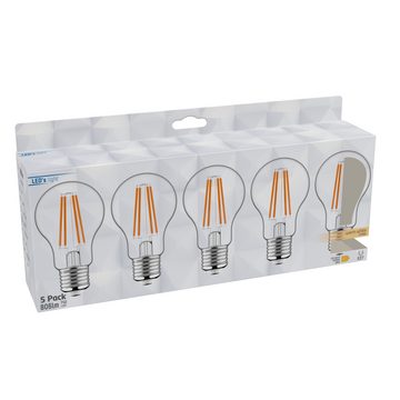 LED's light LED-Leuchtmittel 0620186 LED Birne, E27, E27 7,0W warmweiß Klar A60 5-Pack